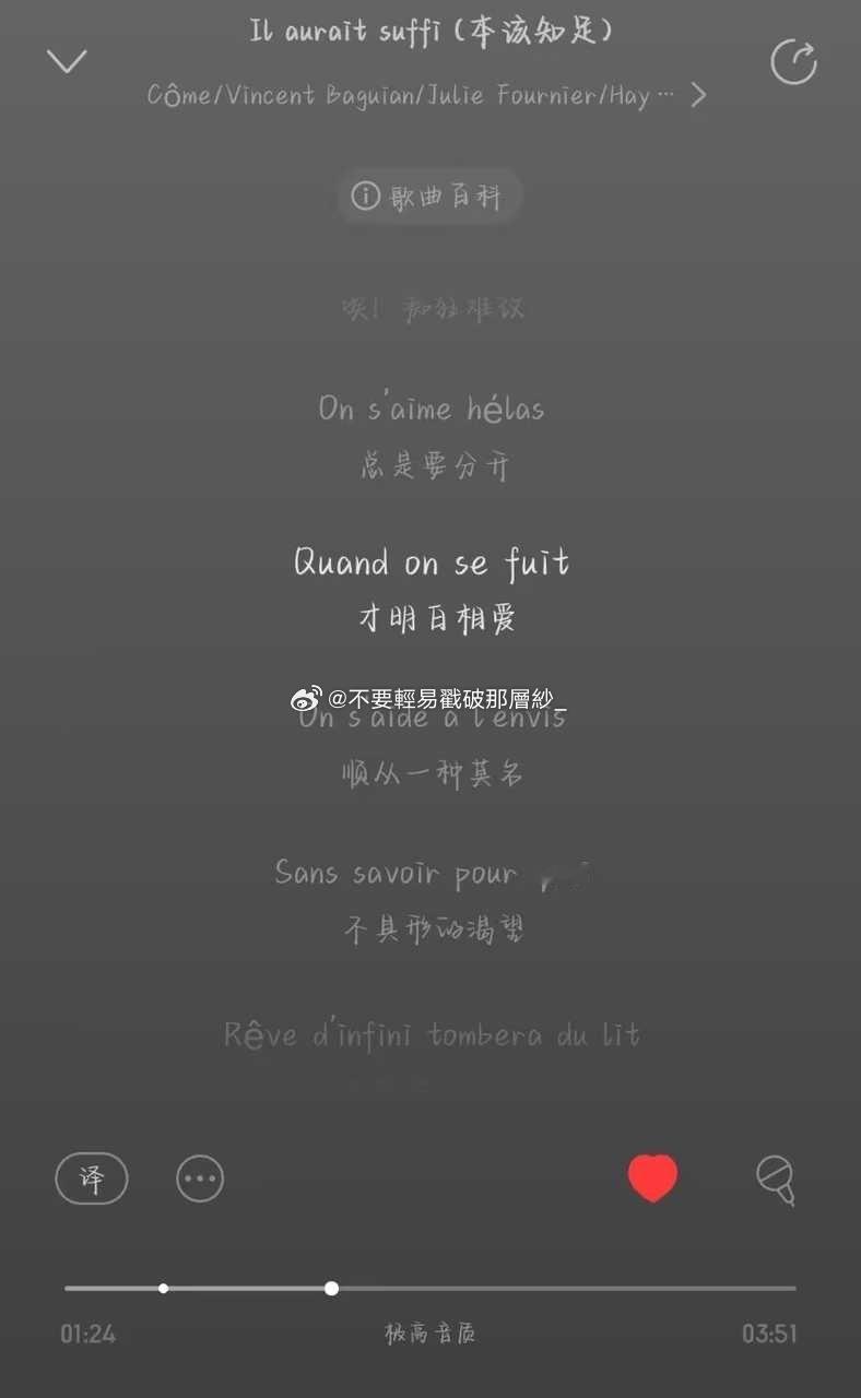 20543【带图】此人递来的毕业同学录，一栏是填喜欢的歌曲，苯人填了《Il au