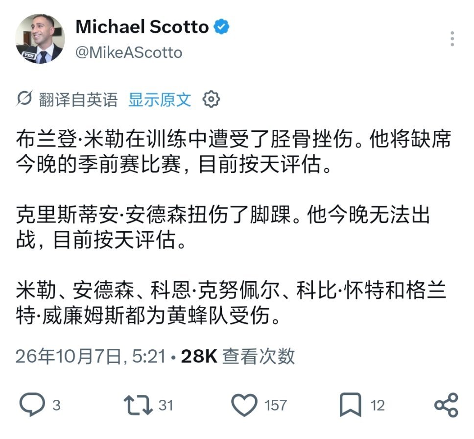 ▲黄蜂是东部快船是吧，一开赛一堆伤病 ​​​