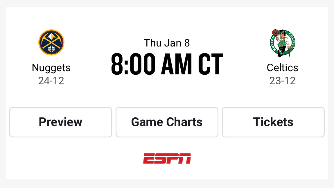 凯尔特人国度 直播预告 : 明早08:00【 2025-26赛季 】 NBA常规