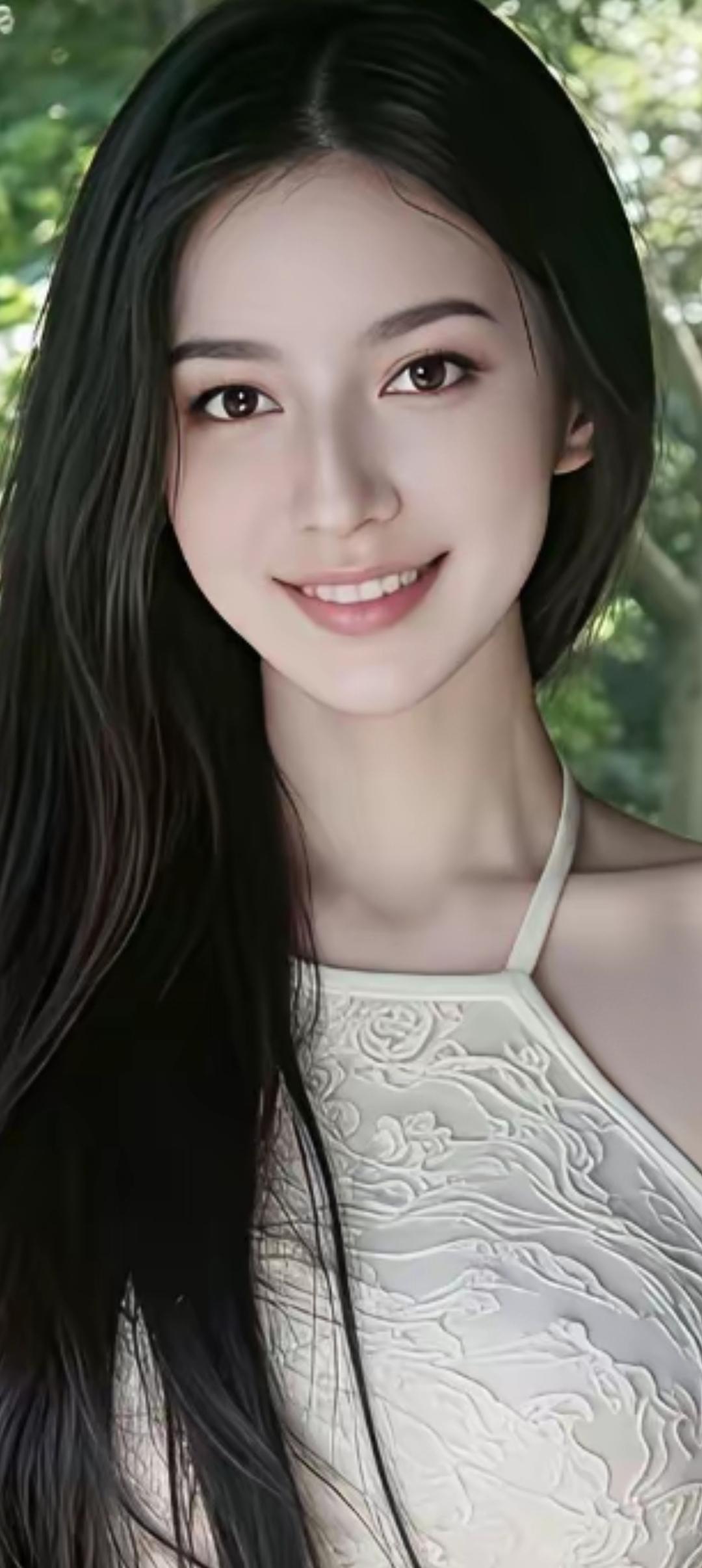 温柔微笑，自然妆容，清新自然，美丽动人