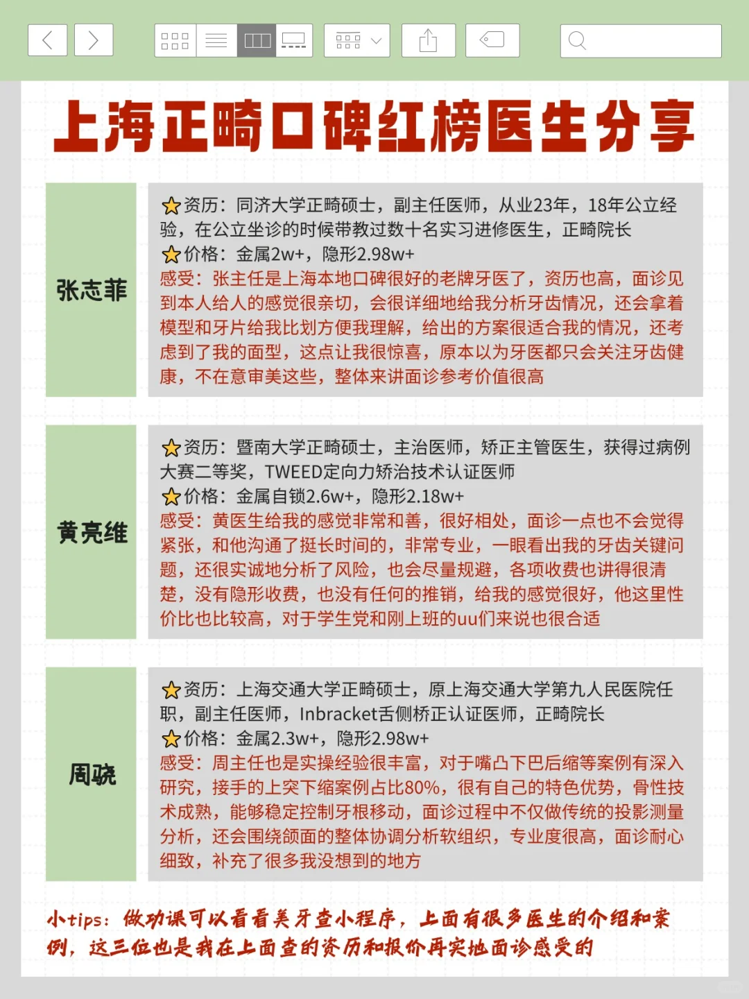 上海牙齿矫正口碑红榜医生分享