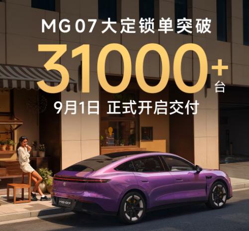 “9月1日，上汽MG官方宣布，MG07大定锁单已突破31000台，并于今日正式开