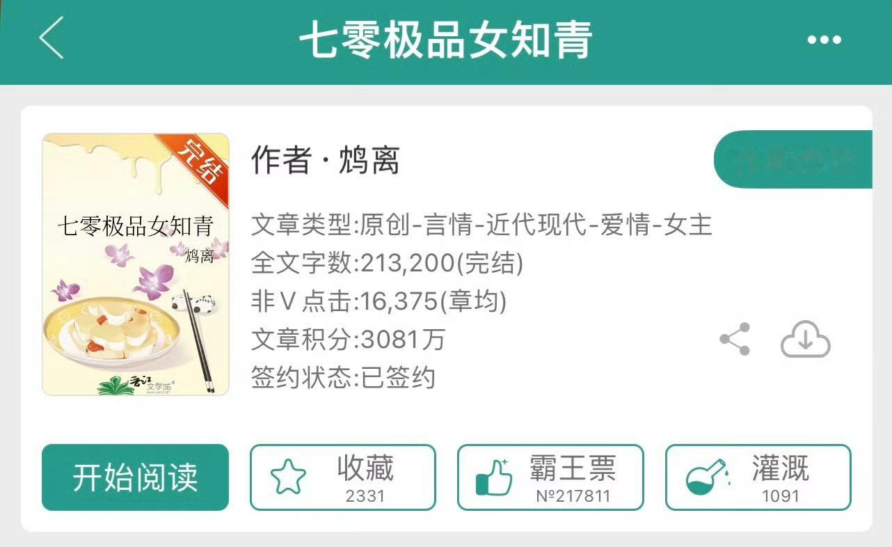 小说推荐：《七零极品女知青》 作者:鸩离简评：聪慧女知青vs忠犬兵哥哥，重生，弥