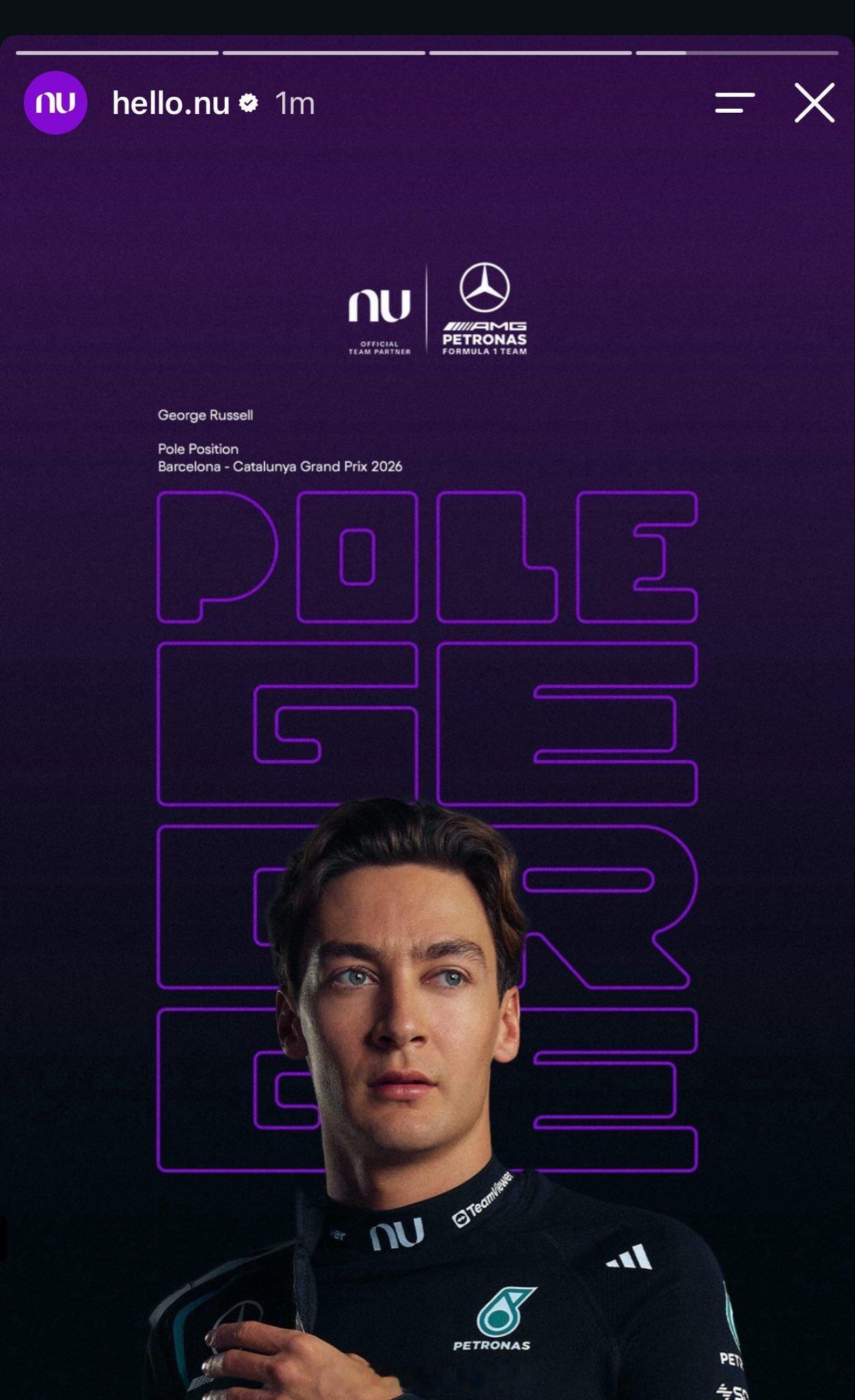 GeorgeRussell  在作为梅赛德斯车手参加的第100场比赛中，乔治·拉