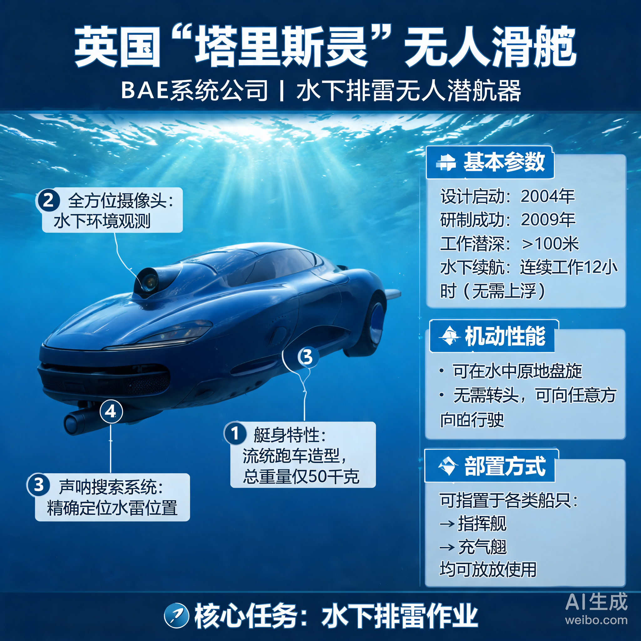 军事ai新视野 英国“塔里斯曼”无人潜艇“塔里斯曼”（Talisman）是英国B