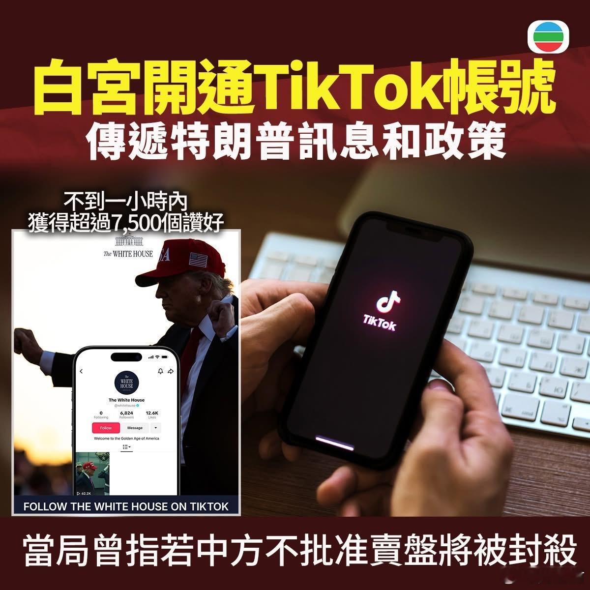 短片分享平台 TikTok 在美国的命运悬而未决，美国白宫开通TikTok官方帐
