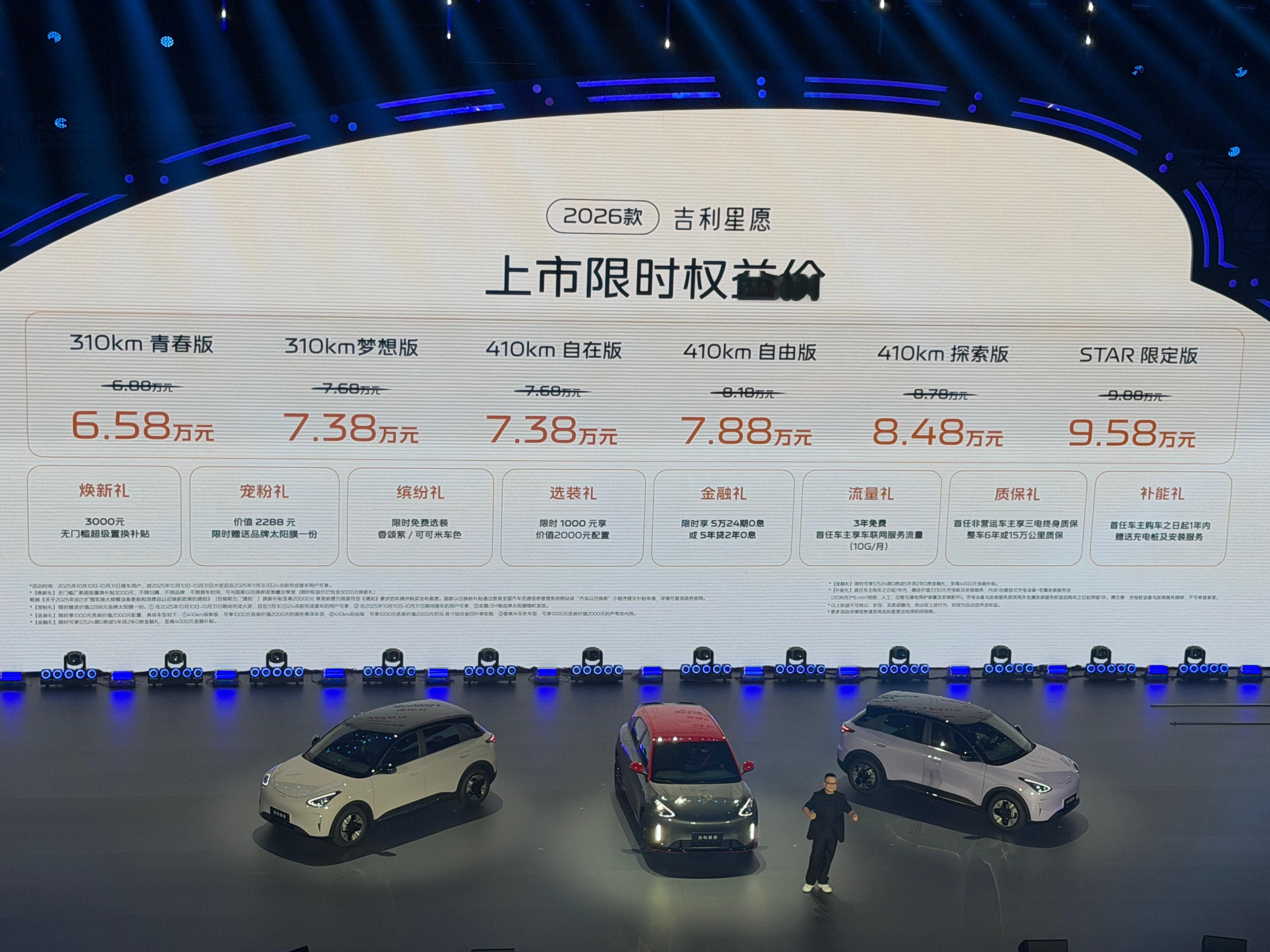 2026款吉利星愿全球上市 权益价6.58万起，310km纯电续航起步，确实狠！