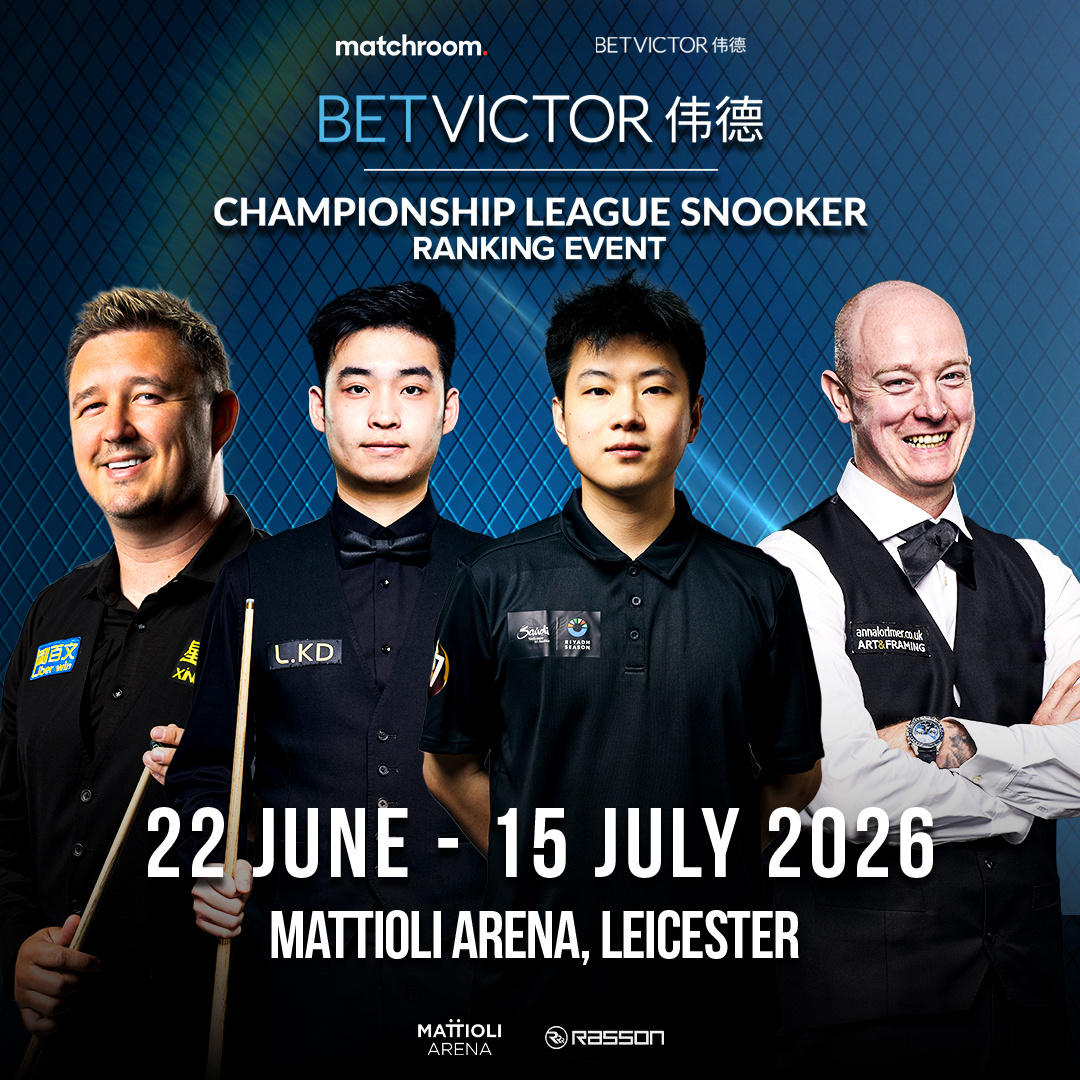 BetVictor26/27斯诺克冠军联赛 排名赛版分组出炉（以下时间为比赛日期