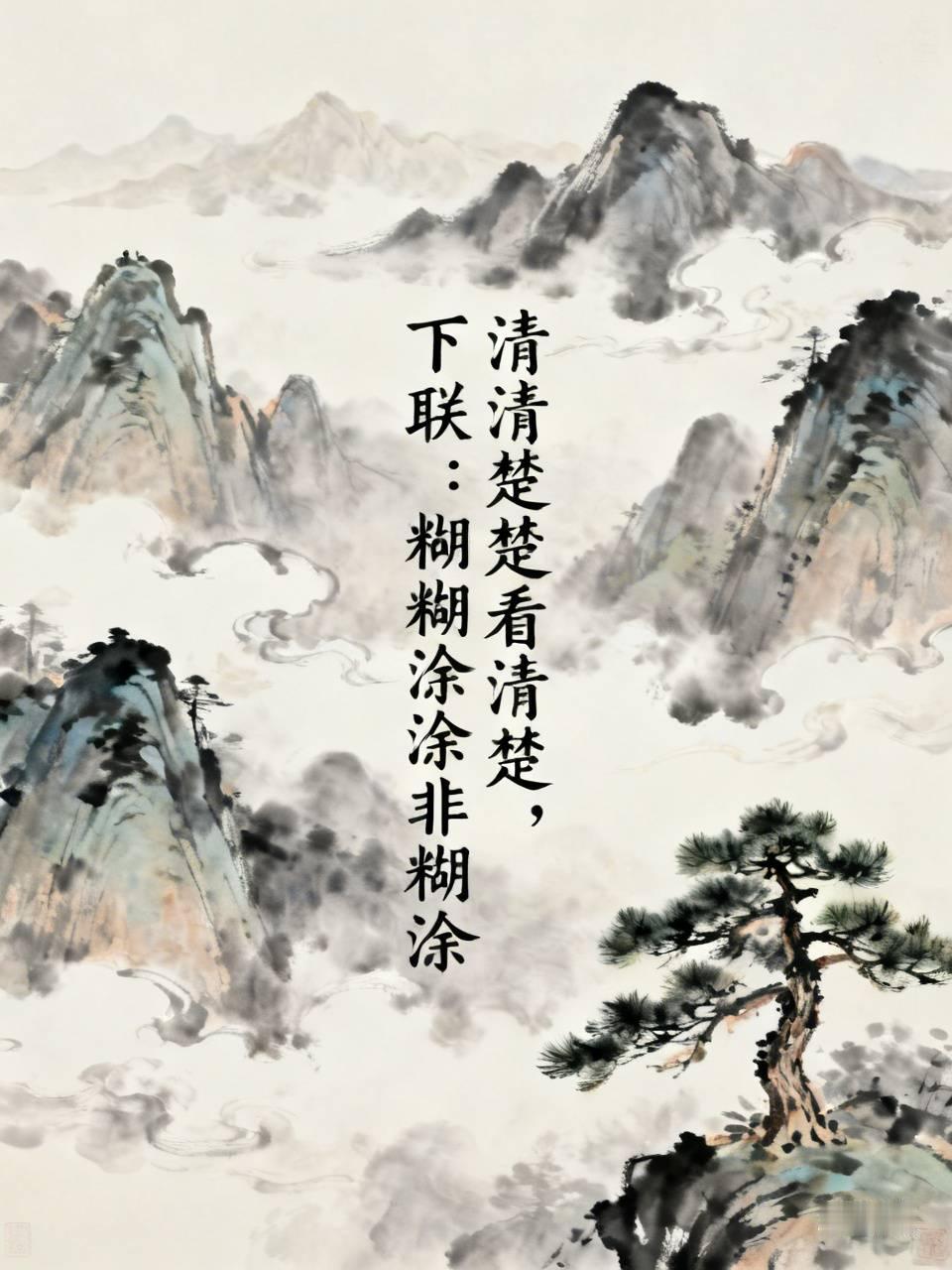 下联：糊糊涂涂非糊涂。
