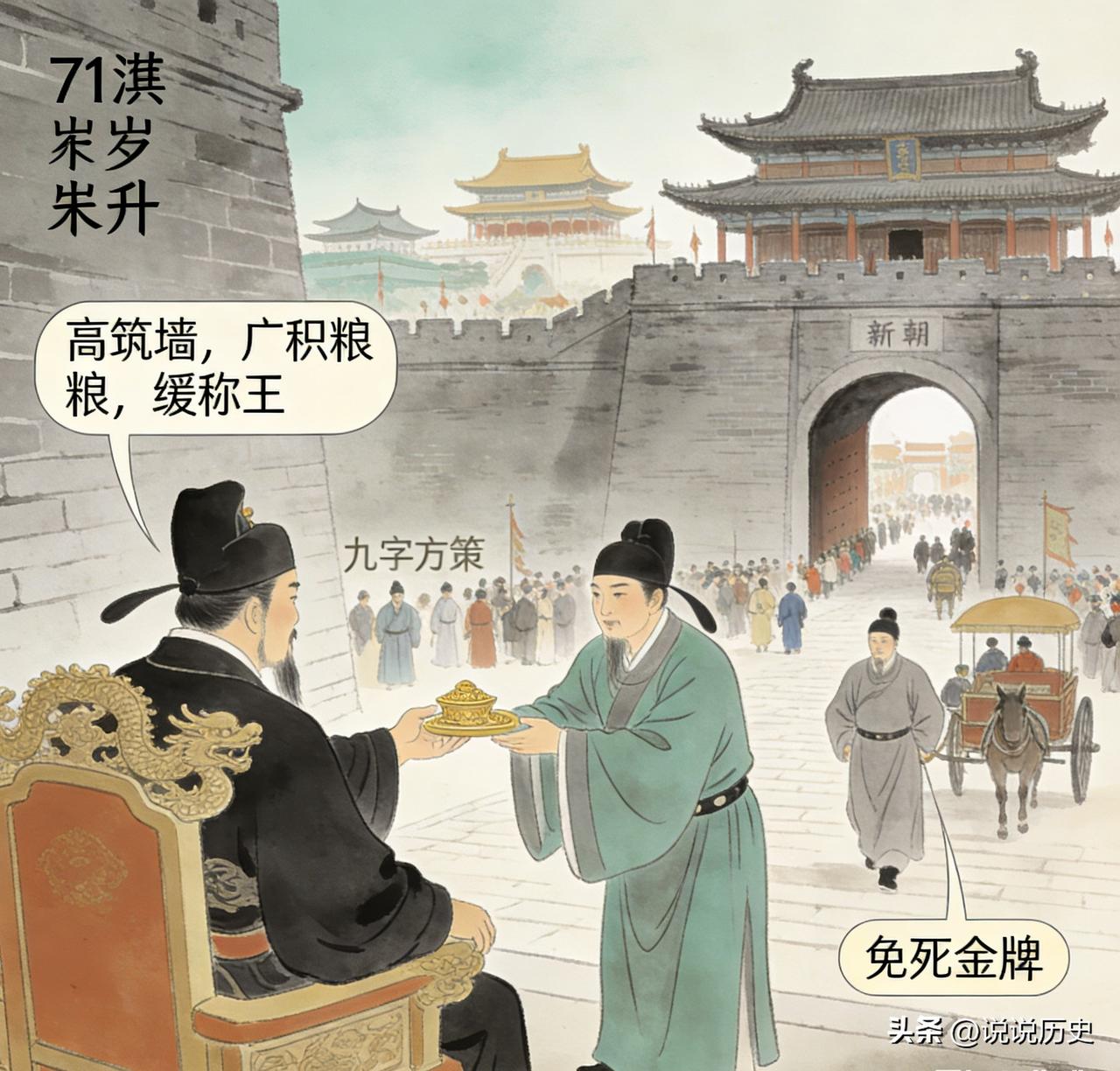 1369 年，71 岁的朱升，向朱元璋辞行：“陛下，老臣要回家祭祖。” 朱元璋欣