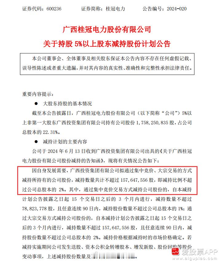 广西桂冠电力，拟减持1.5亿多股，差不多减持10个亿！xx猪心了！ [馋嘴][馋