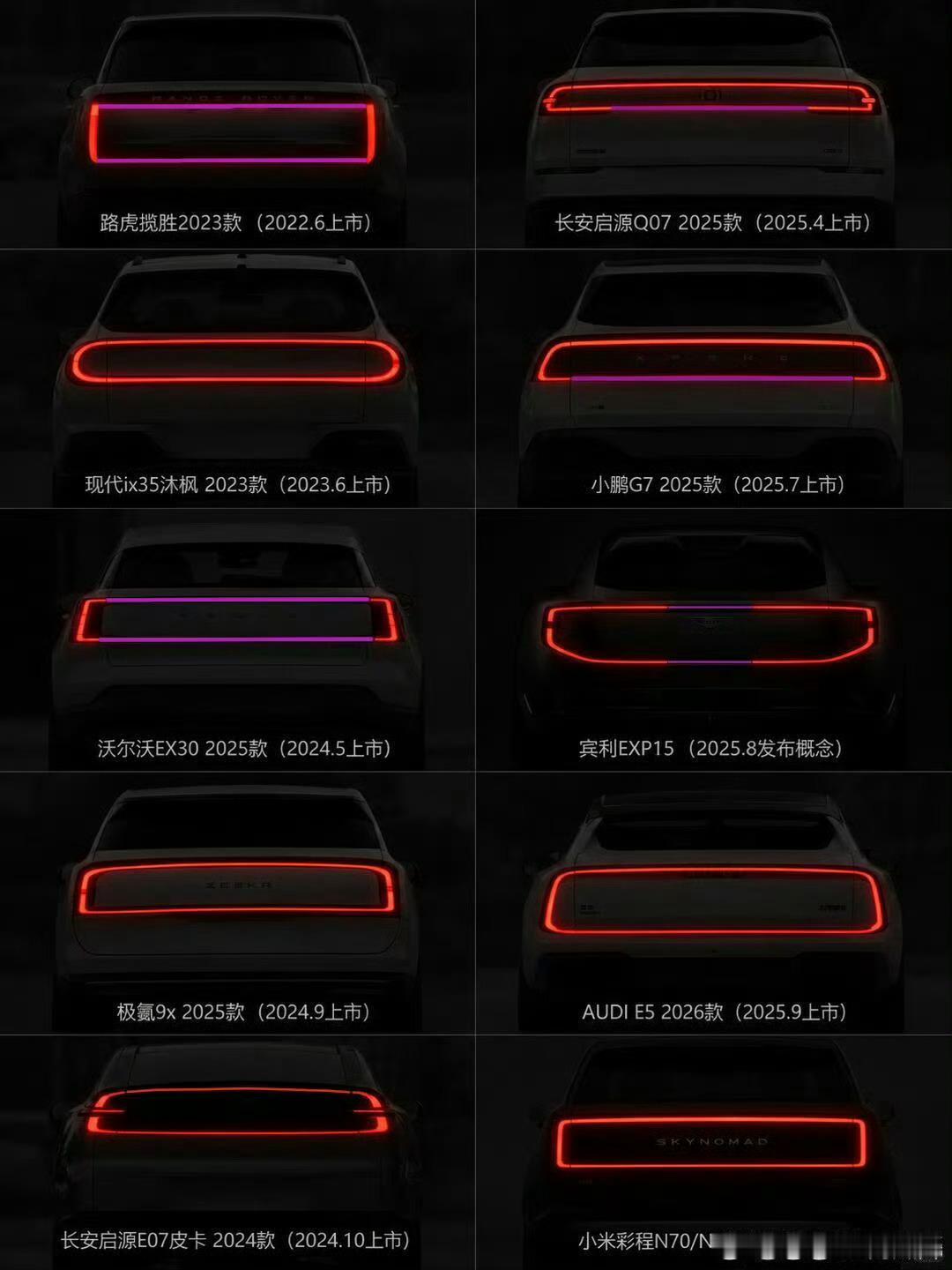 尾灯要符合标准，还要兼顾外观好看，所以形状无非就是那么几种，只能在这几种里面稍微