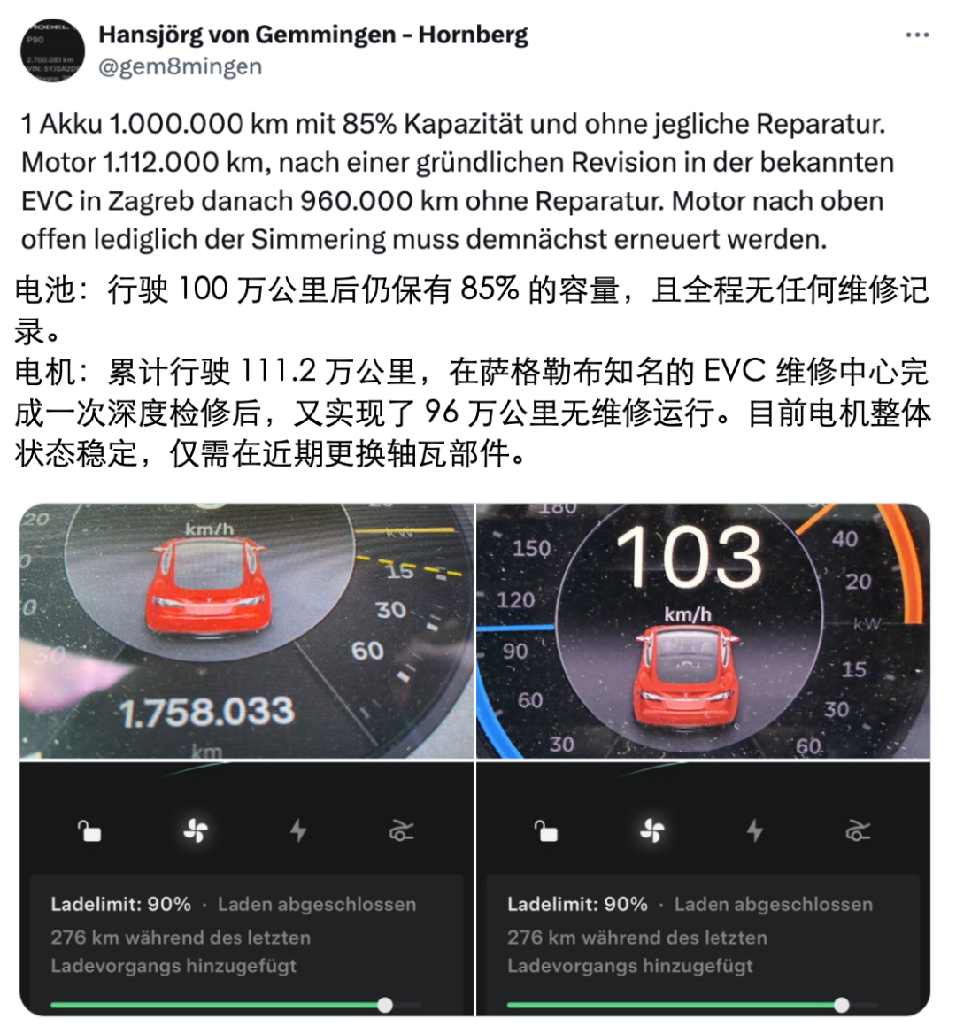 全球行驶里程最长的特斯拉刷新纪录：突破270万公里，三电系统百万公里也“跑不坏”