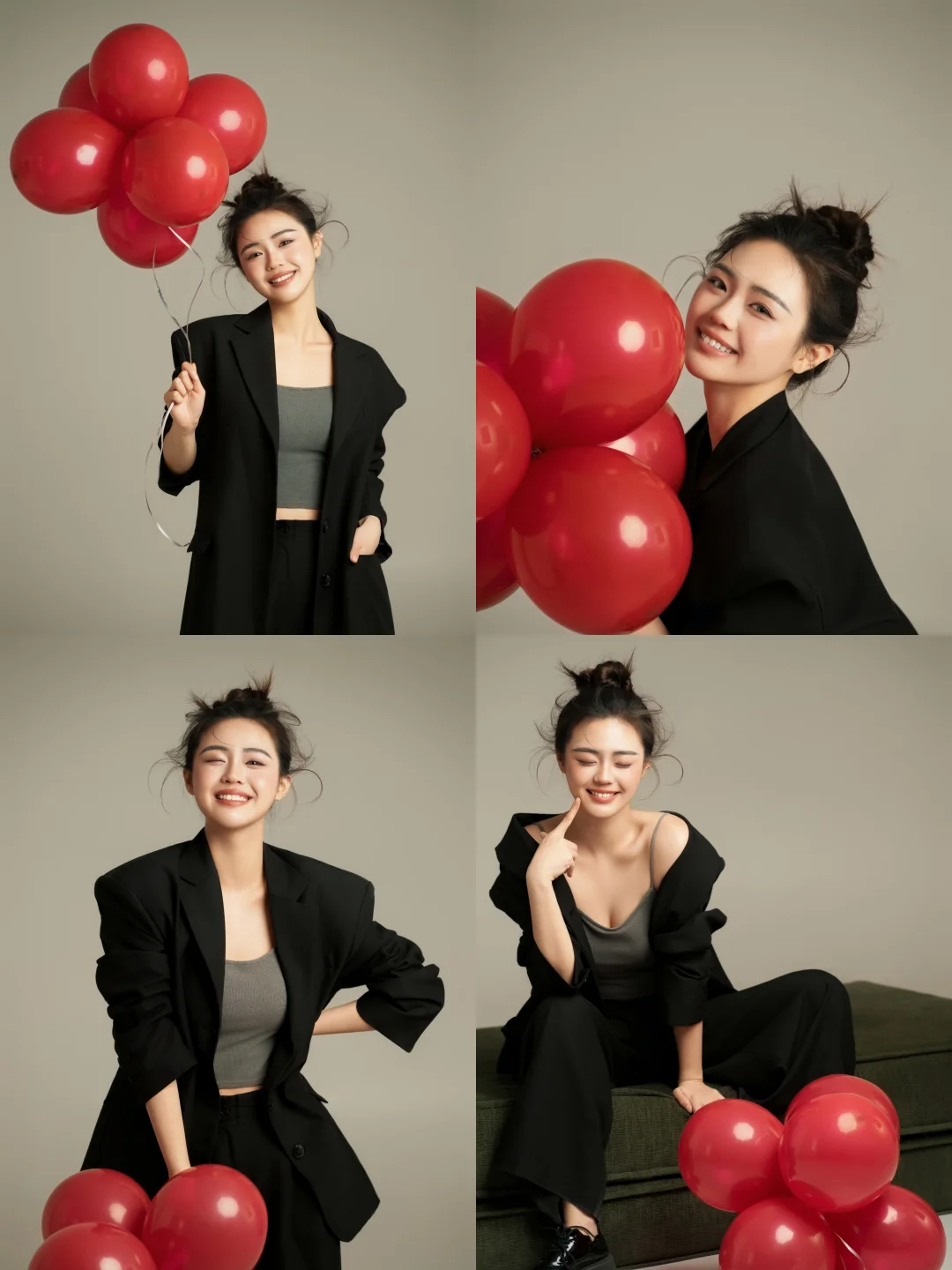 黑西装×红气球｜甜酷少女的本命写真公式✨