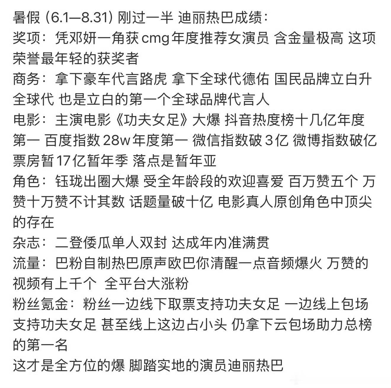 迪丽热巴的一个半月！奖项、商务、电影、杂志、流量全方位爆🔥含金量如何？迪丽热巴