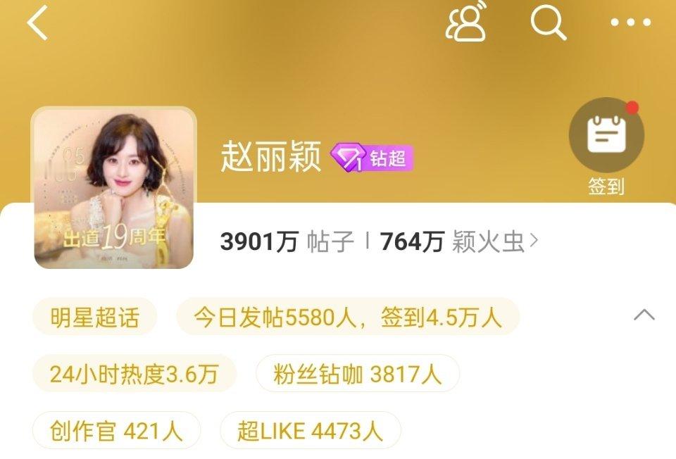 赵丽颖超话发帖量突破3900万了！！丽粉这么热血 ​​​