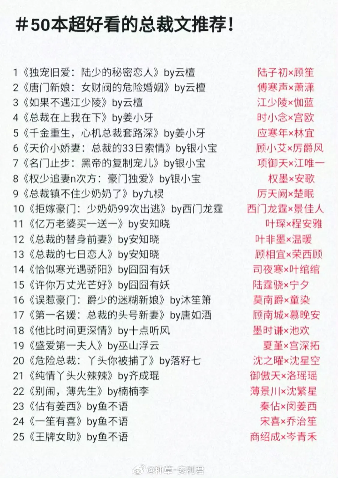 整理了五十部敲好看的总裁言情小说 古早现言文真的巨巨巨香巨上头啊！[舔...