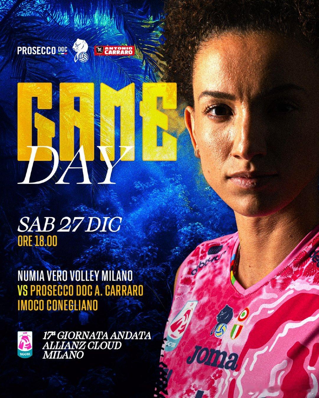 意甲强强对话，今晚01:00 米兰 vs 科内利亚诺朱婷 意大利女排联赛