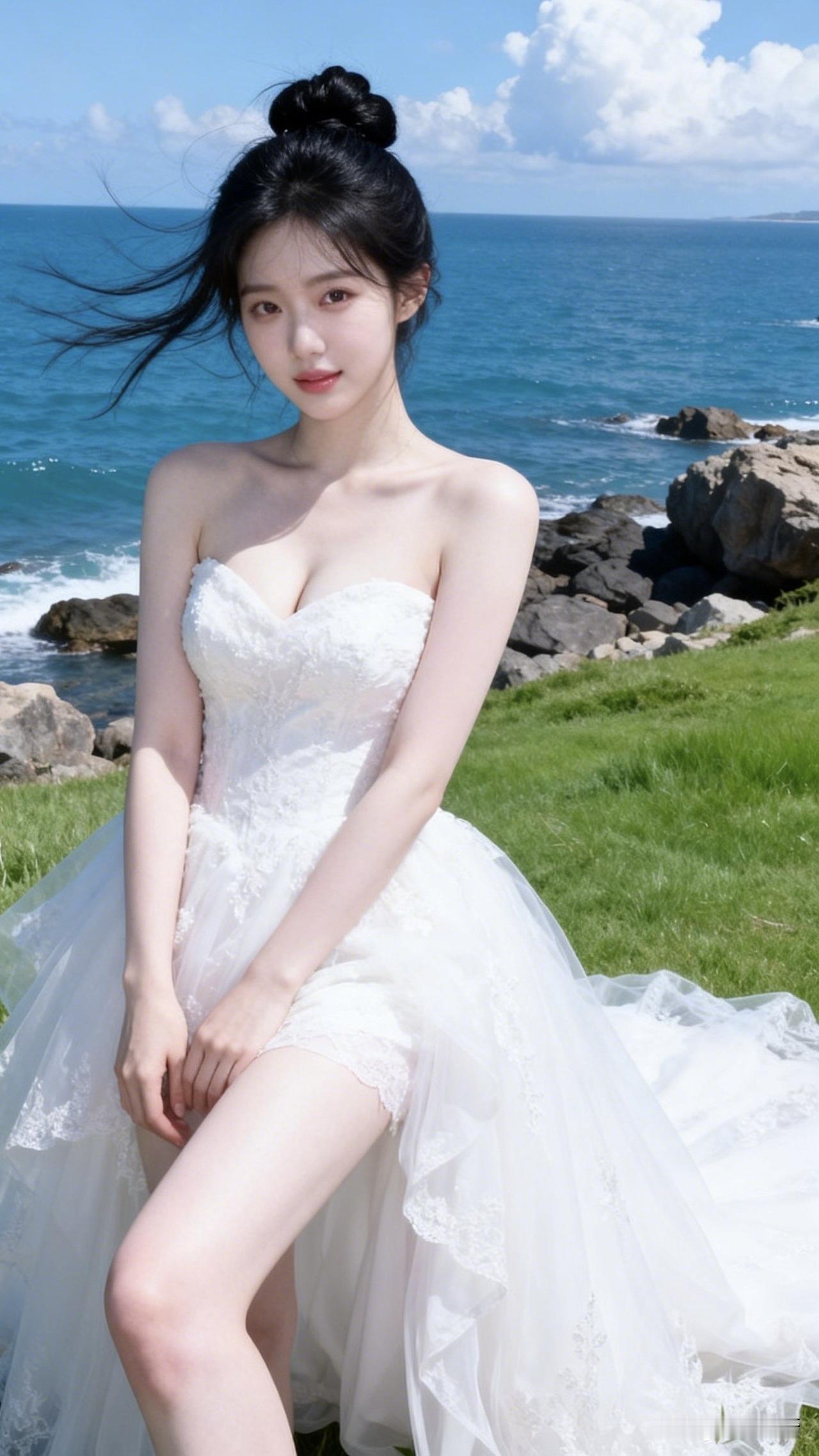 ：海还是那片海，我总觉得有海的地方就应该有故事，而配婚纱始终是我觉得最浪漫的故事
