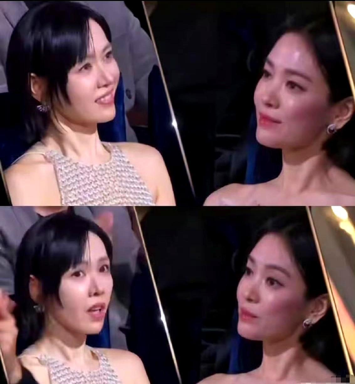 昨晚的青龙奖，宋慧乔应该是全场最煎熬的女明星了。
评委们公布了三轮票数，她一票都