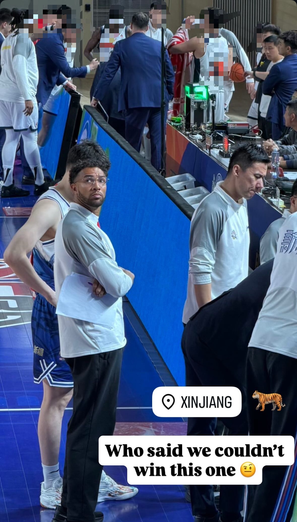 前辽宁队助教 现新疆队助教丹尼尔詹姆斯更新ins story 写到：谁说我们赢不