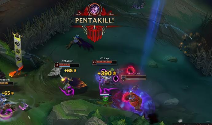 这简直就是名人堂选手！Caps拿到了PENTA！！！G2对战TES G2给TES