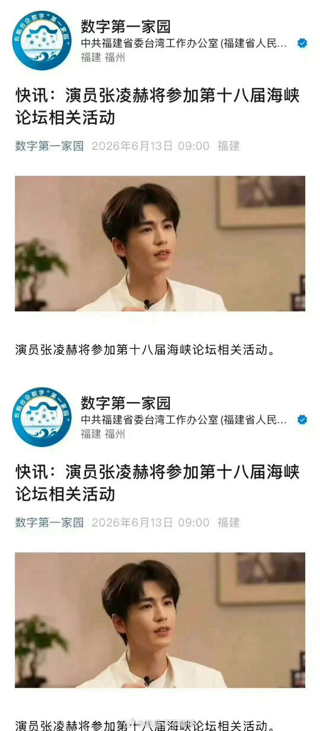 张凌赫 将参加第十八届海峡论坛！含金量好好高 