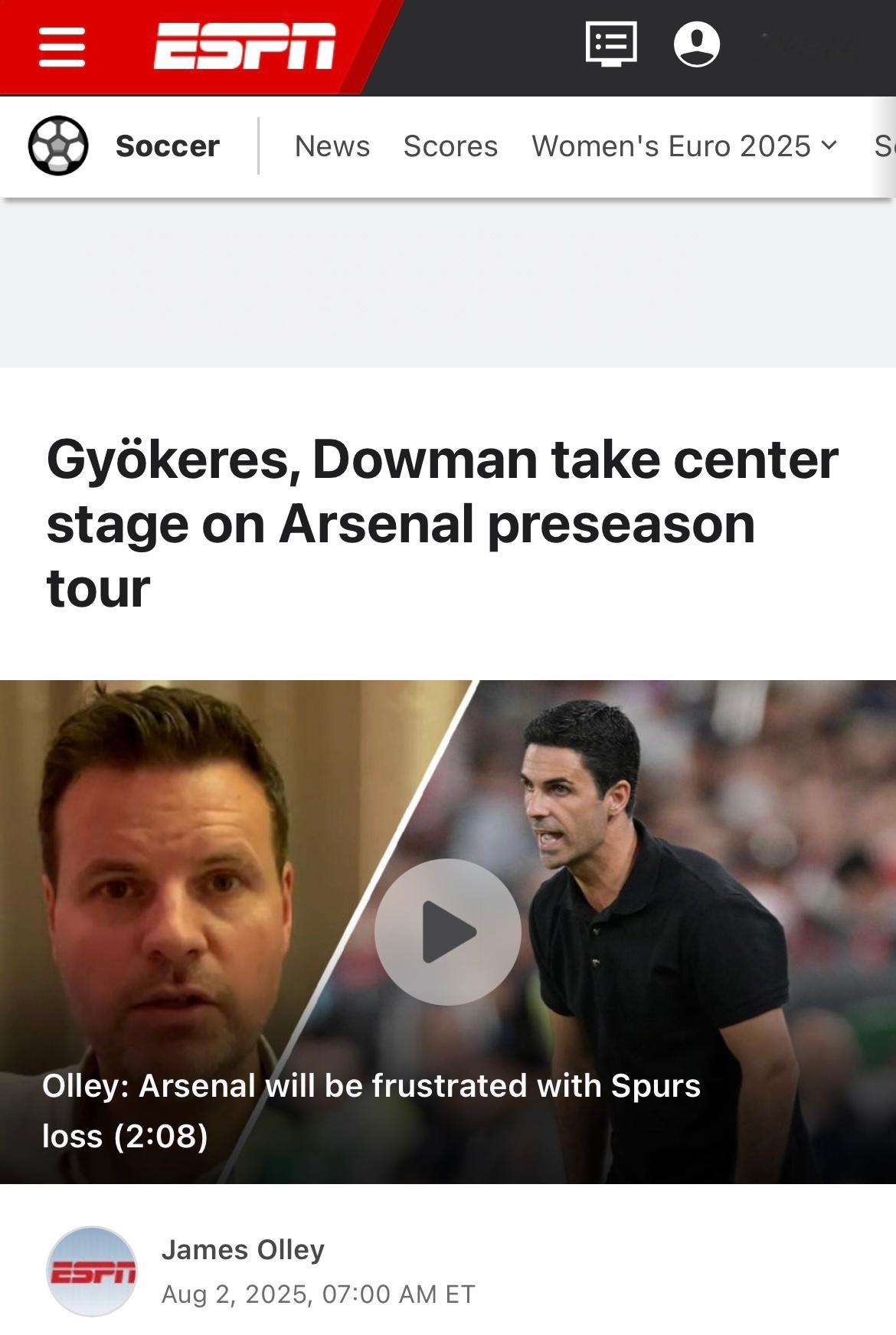 ESPN James Olley：哲凯赖什领衔枪手亚洲行 ，15岁道曼横空出世—