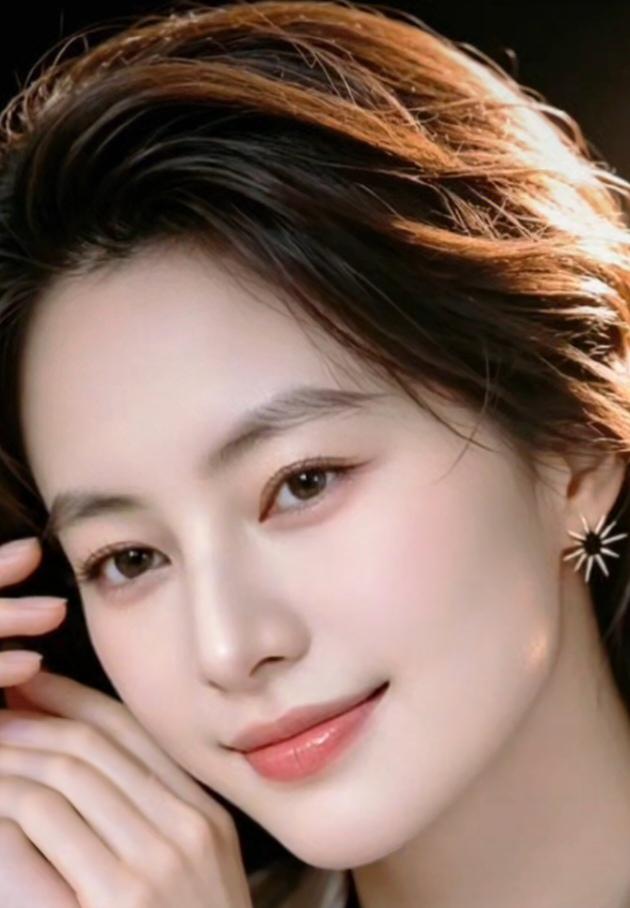 这位美女正在微笑，看着镜头。