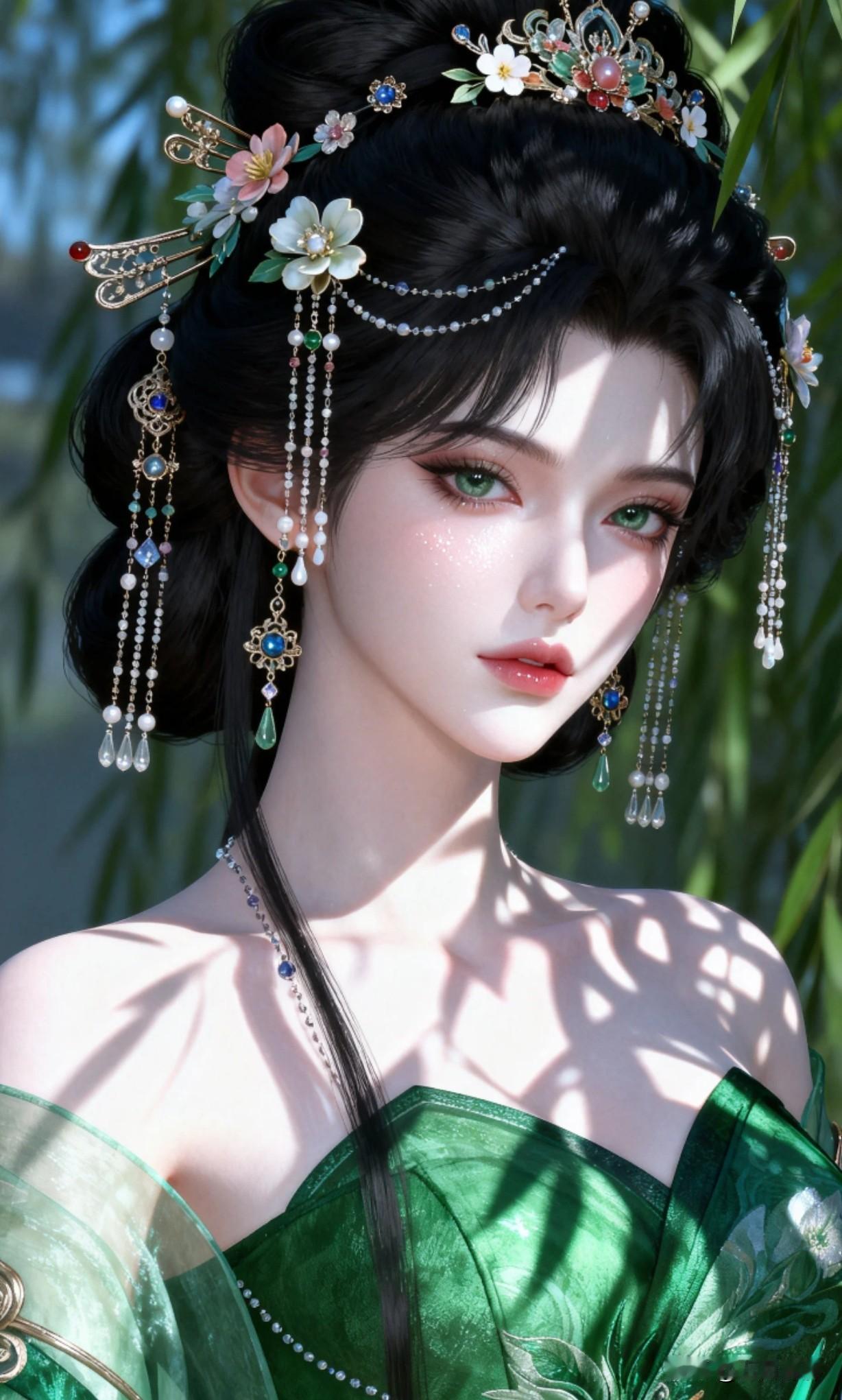 惊艳！古风妆容与华美发饰的完美结合，仿佛穿越回古代的美人，让人好心动哟[灵光一闪