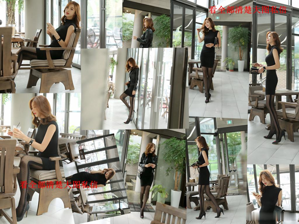 黑皮衣黑裙波点丝袜... 