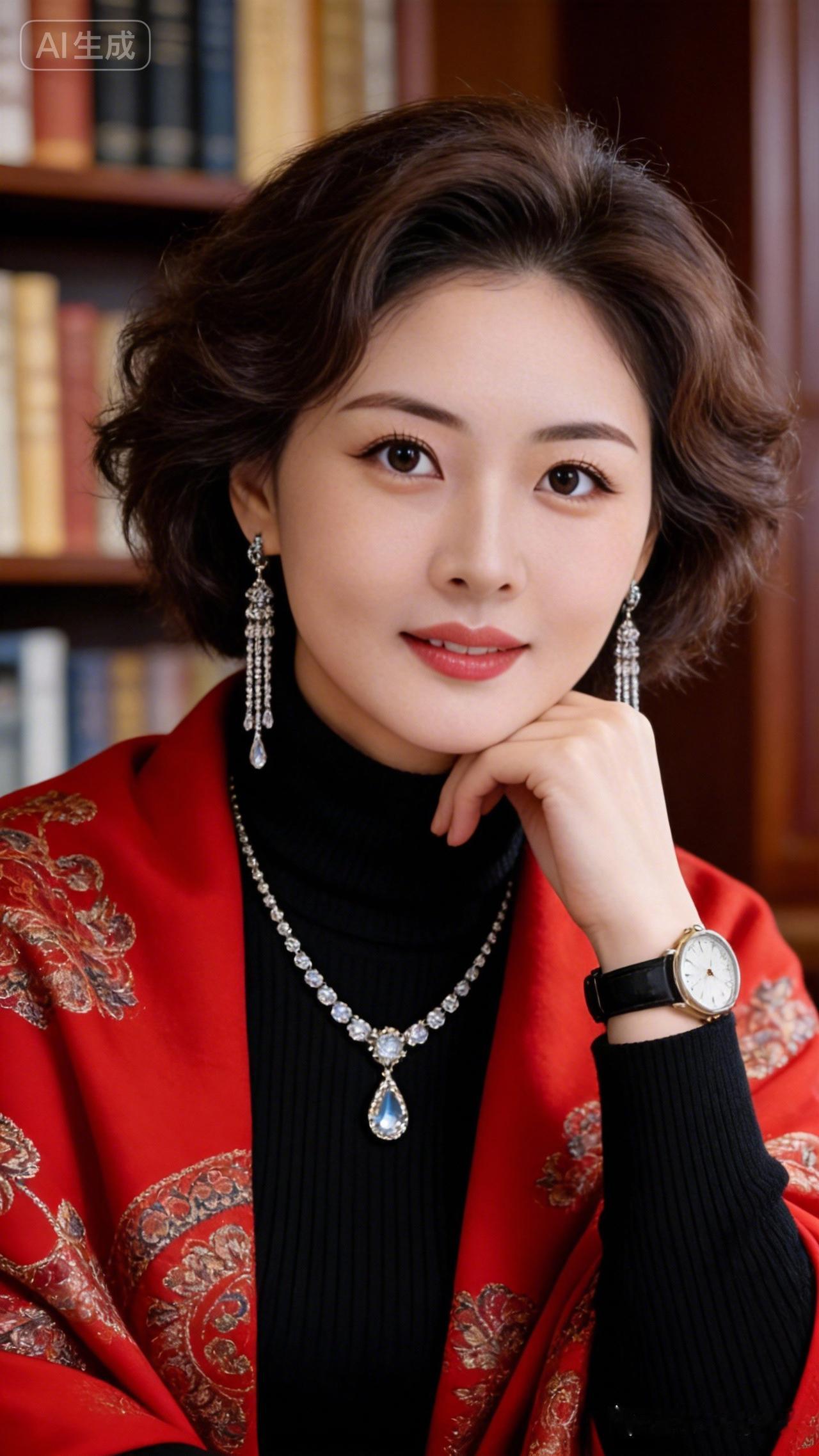 优雅气质，红衣配饰，书香满溢！