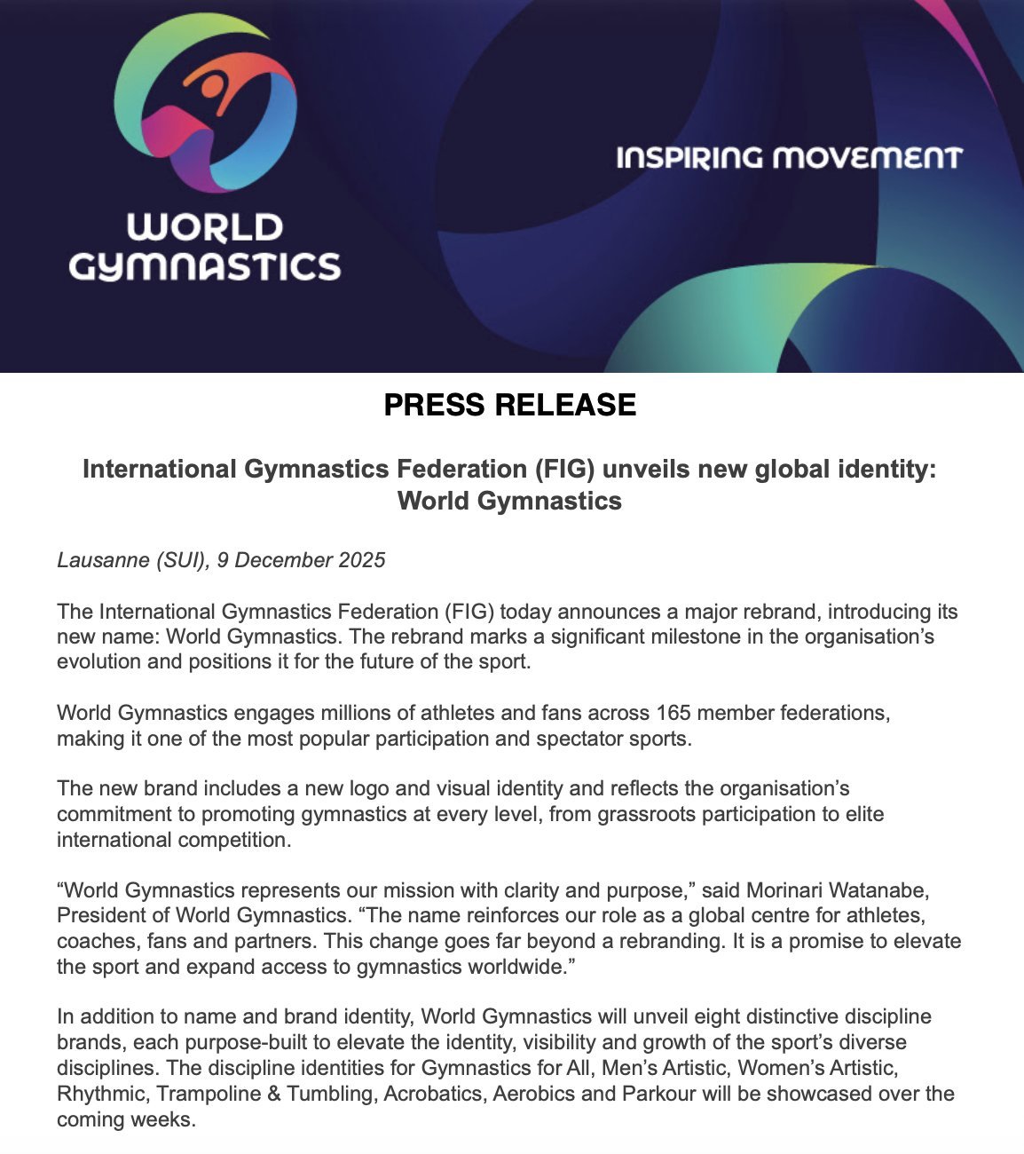 ？深更半夜的，我们的FIG改名World Gymnastics了全平台都改了名，