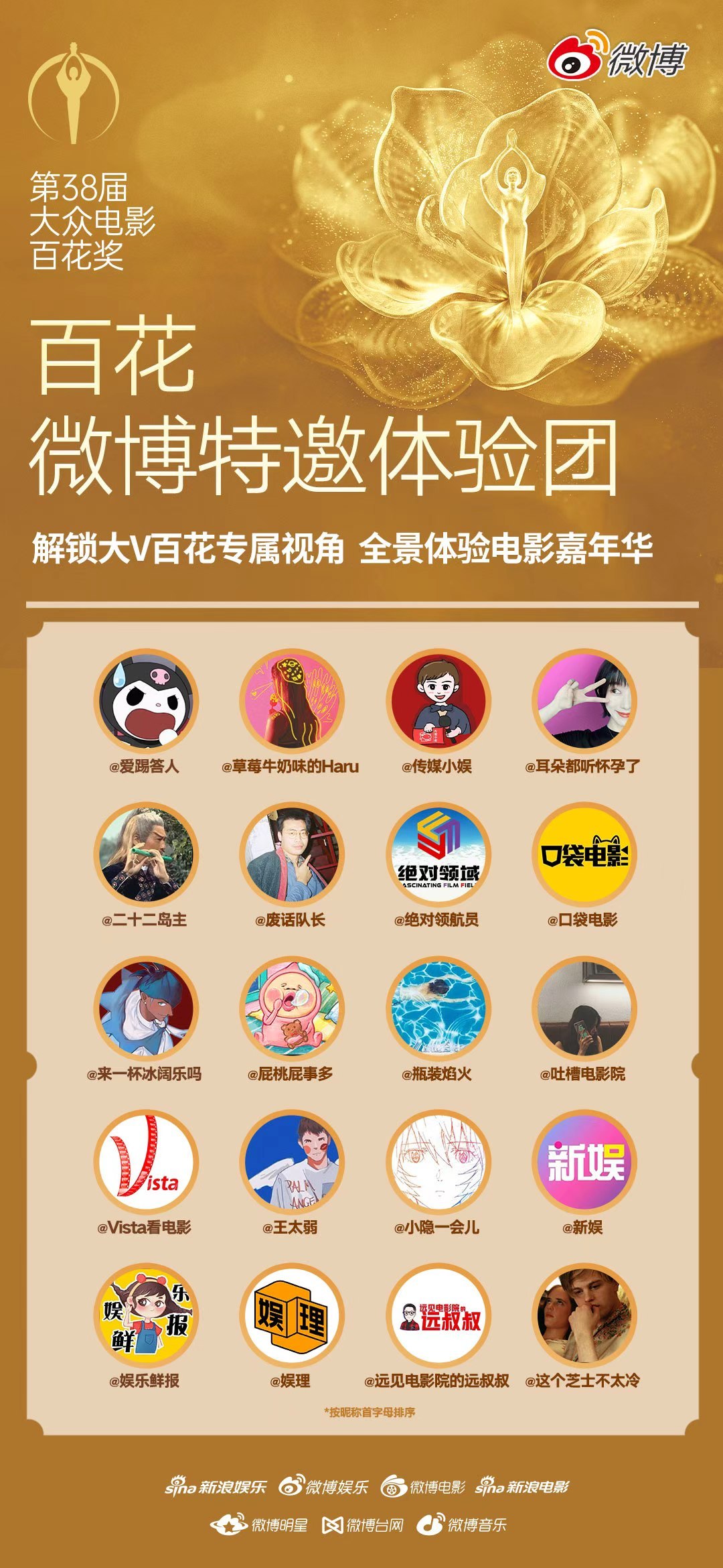 新身份解锁，我将作为百花微博特邀体验团的一员，带大家沉浸式打卡百花奖现场，一起看
