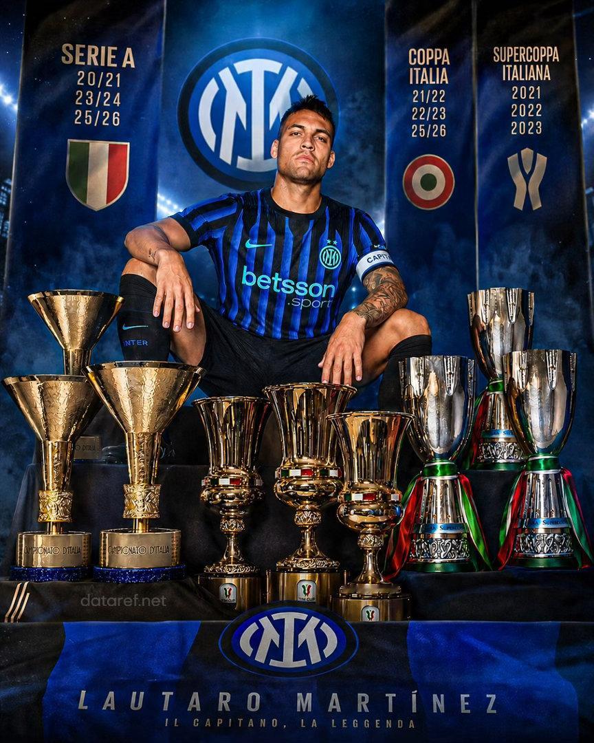 🇦🇷🐂 劳塔罗·马丁内斯在国际米兰赢得了他的第九个冠军👏👏：🏆 20