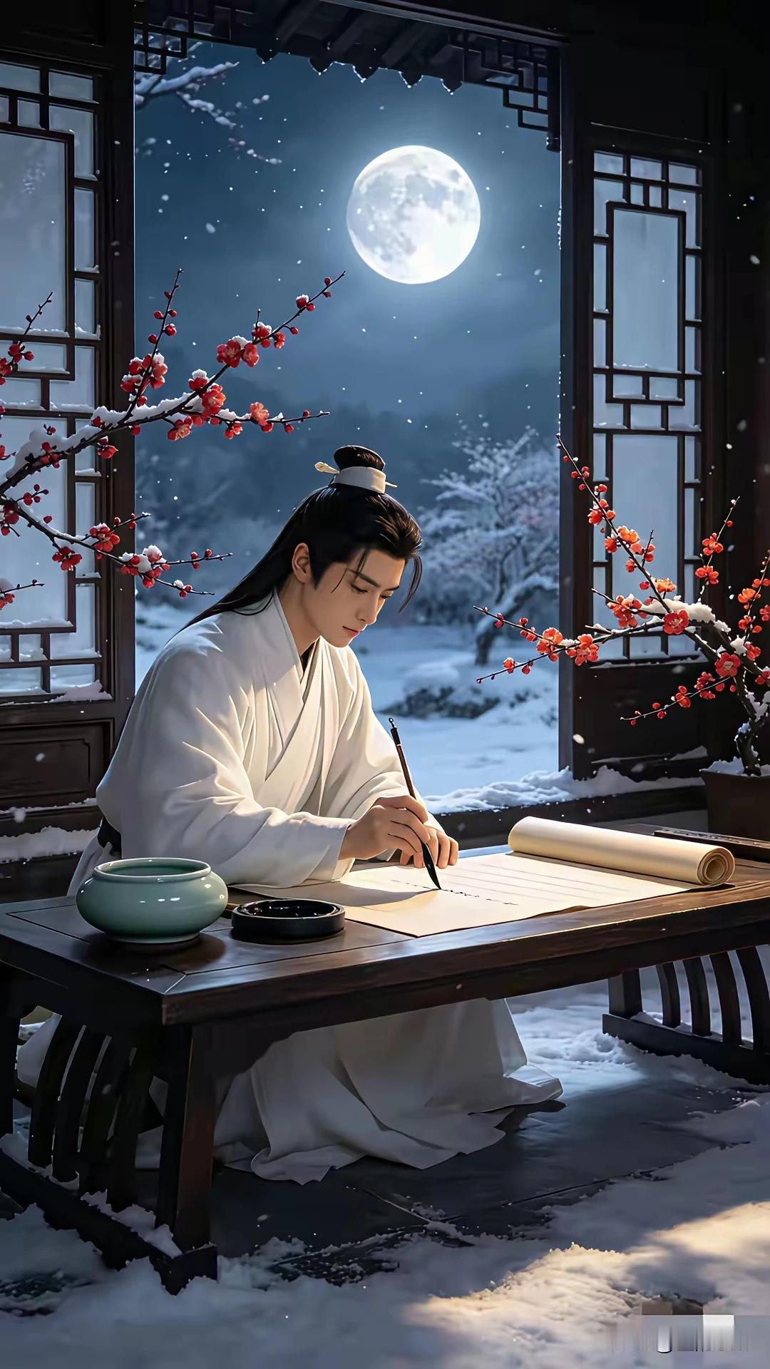 上联：周瑜看小桥流水
下联：仁贵赏梨花盛开