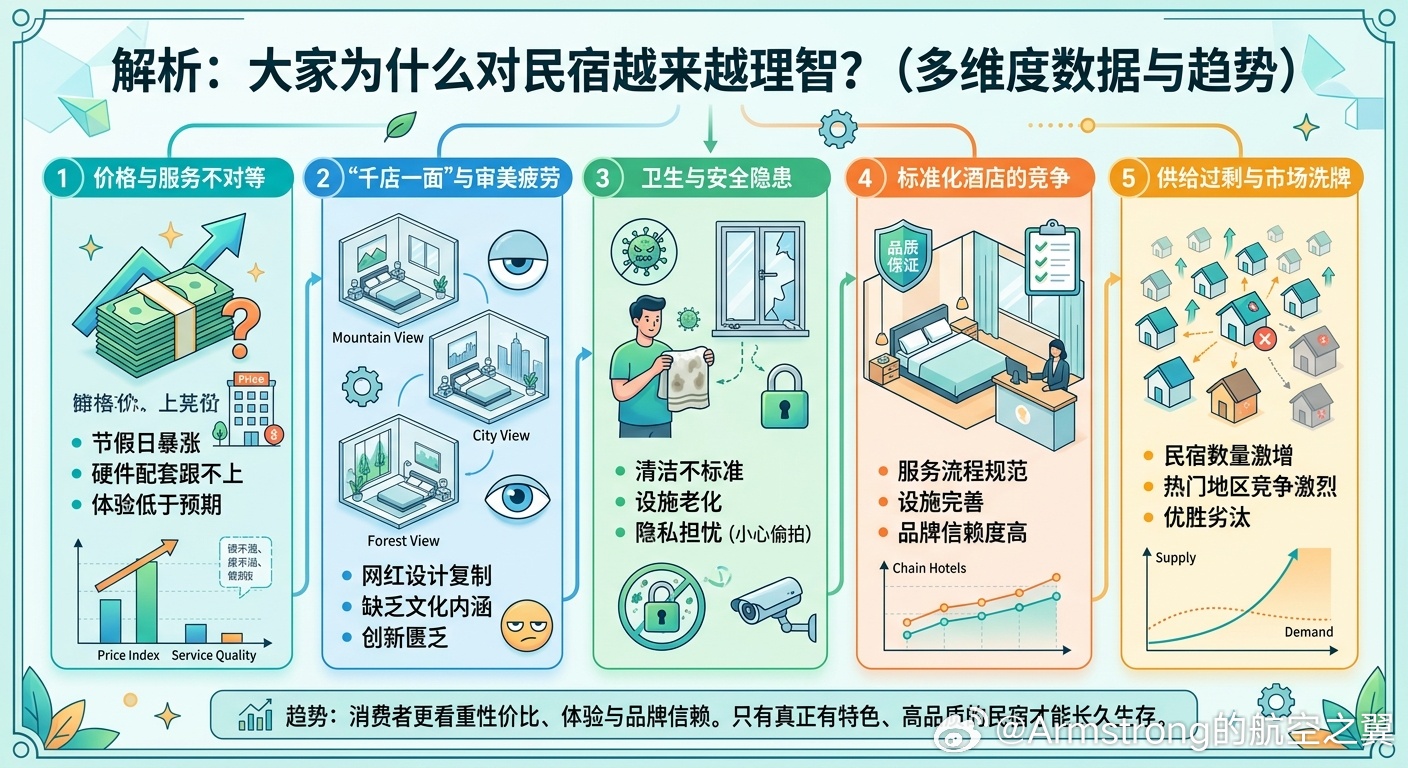 大家不爱住民宿了吗 早年间凭借“诗和远方”的光环，民宿风靡一时，但当滤镜褪去后，