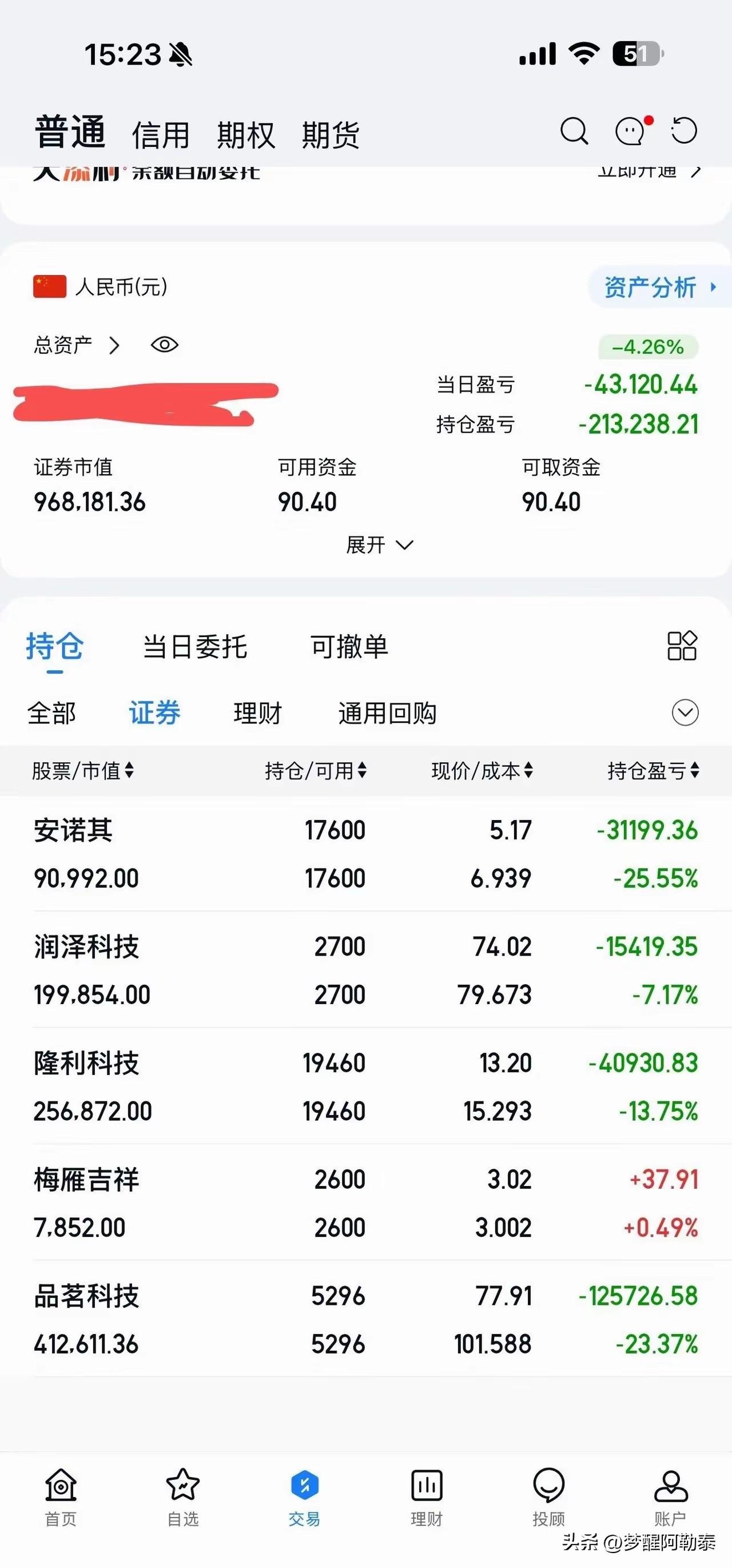 爆炒过后的股票，真的别乱抄底！
 
这位股民的账户，用真金白银给“下跌不言底”上