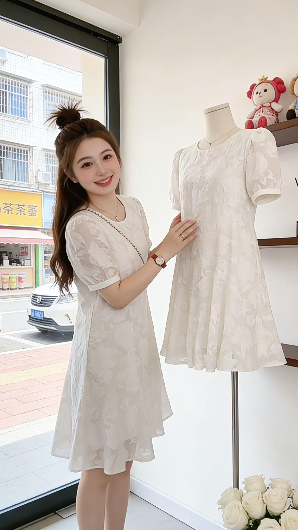 Danny的夏日心动穿搭来啦！这条法式小白裙太懂微胖女生了，A字版型藏住小肚腩和