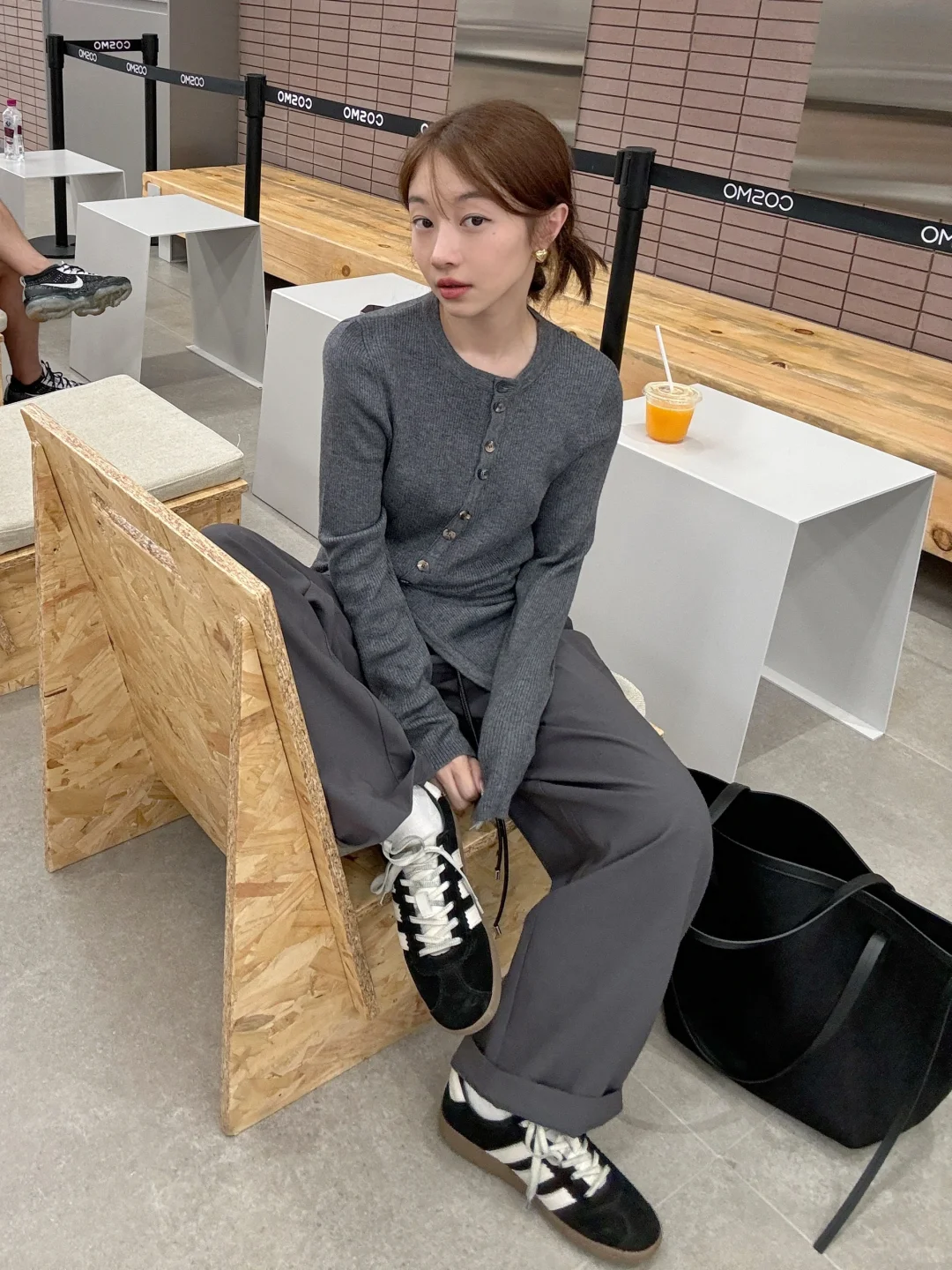 浅灰针织配球鞋👟