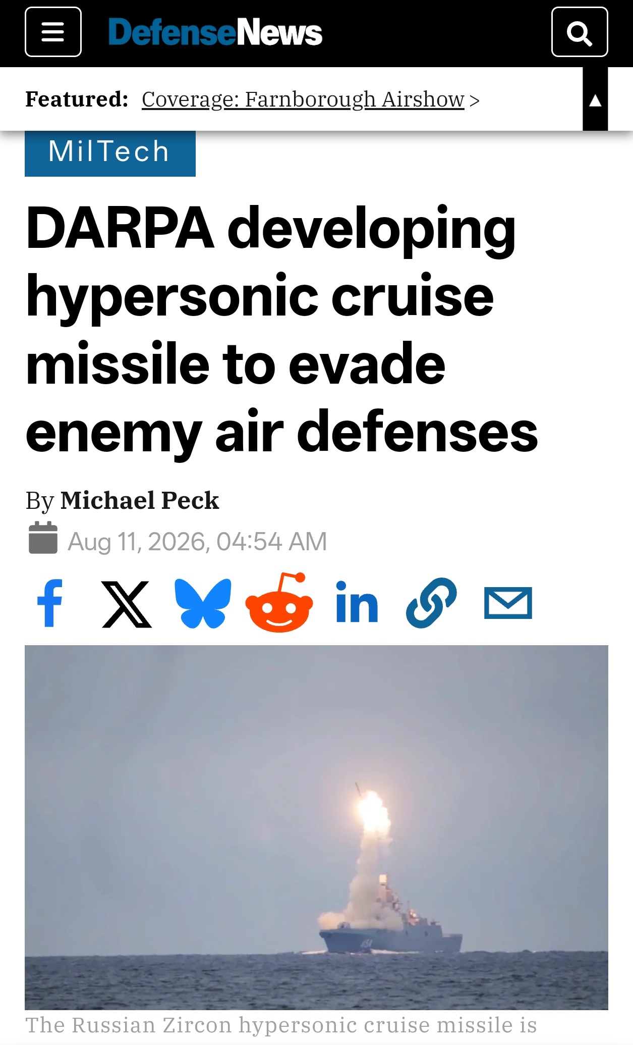 美国国防高级研究计划局（DARPA）正在研发高超音速巡航导弹🔹DARPA正推进