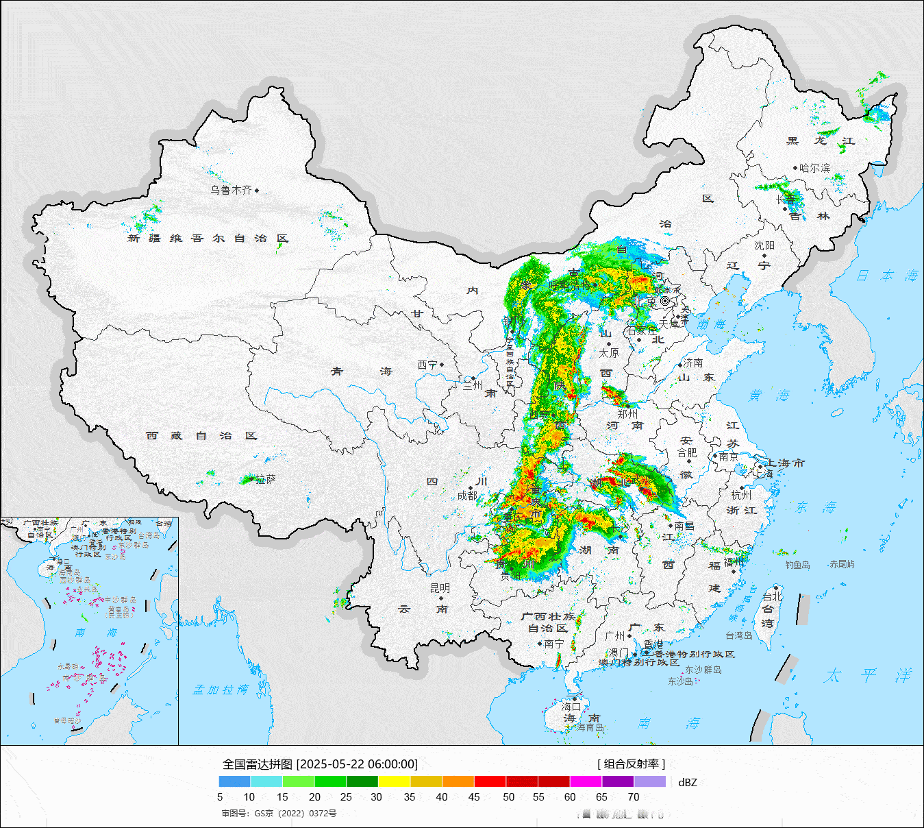 【雷达看天气】今天早晨到上午的雷达可见，从贵州到内蒙古一带，有明显的降水回波，对