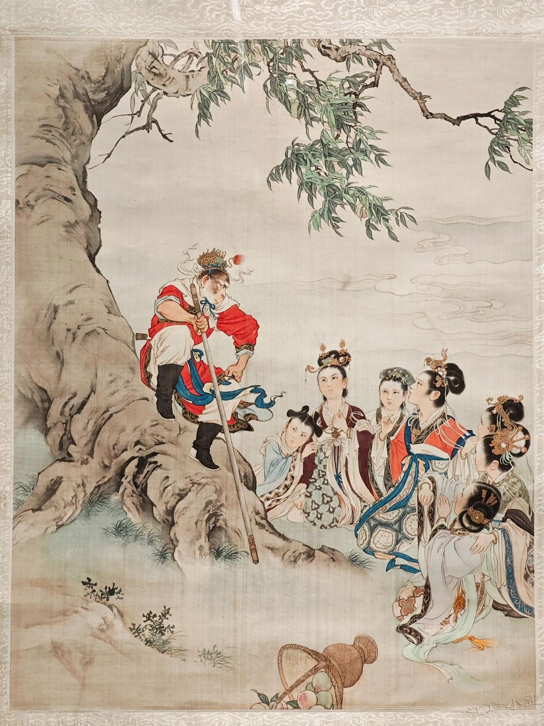 刘继卣《闹天宫》组画之问仙女原稿，局部欣赏