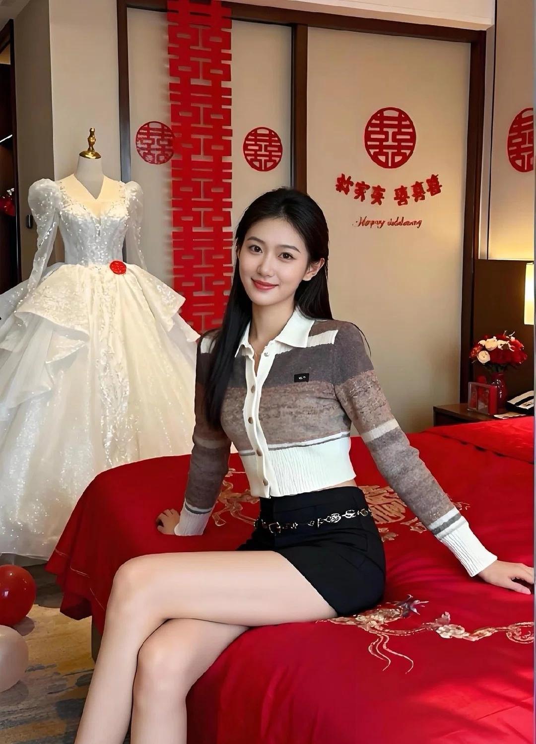 喜庆婚房，甜美小姨子新娘，幸福时刻