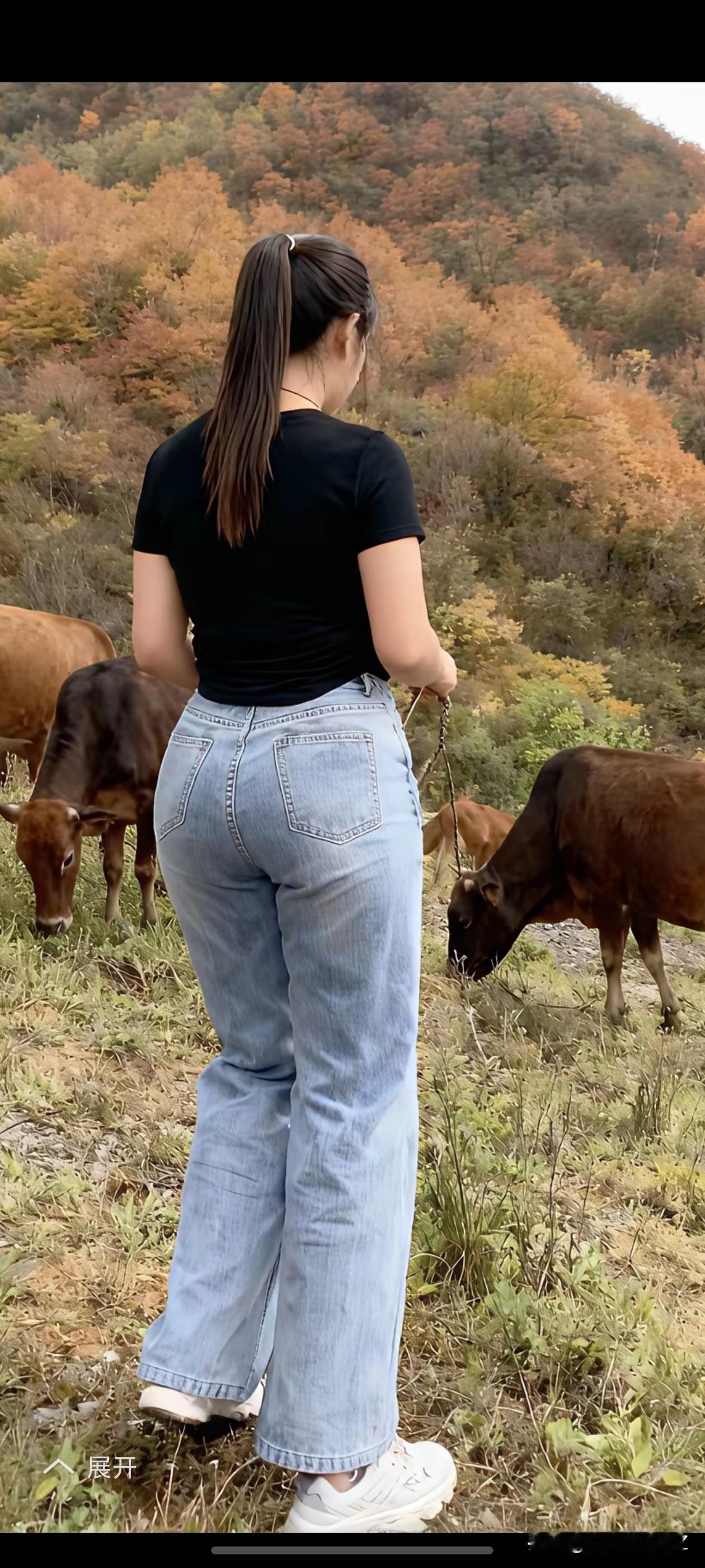 人与动物和谐相处，治愈系动物互动 放牛妹