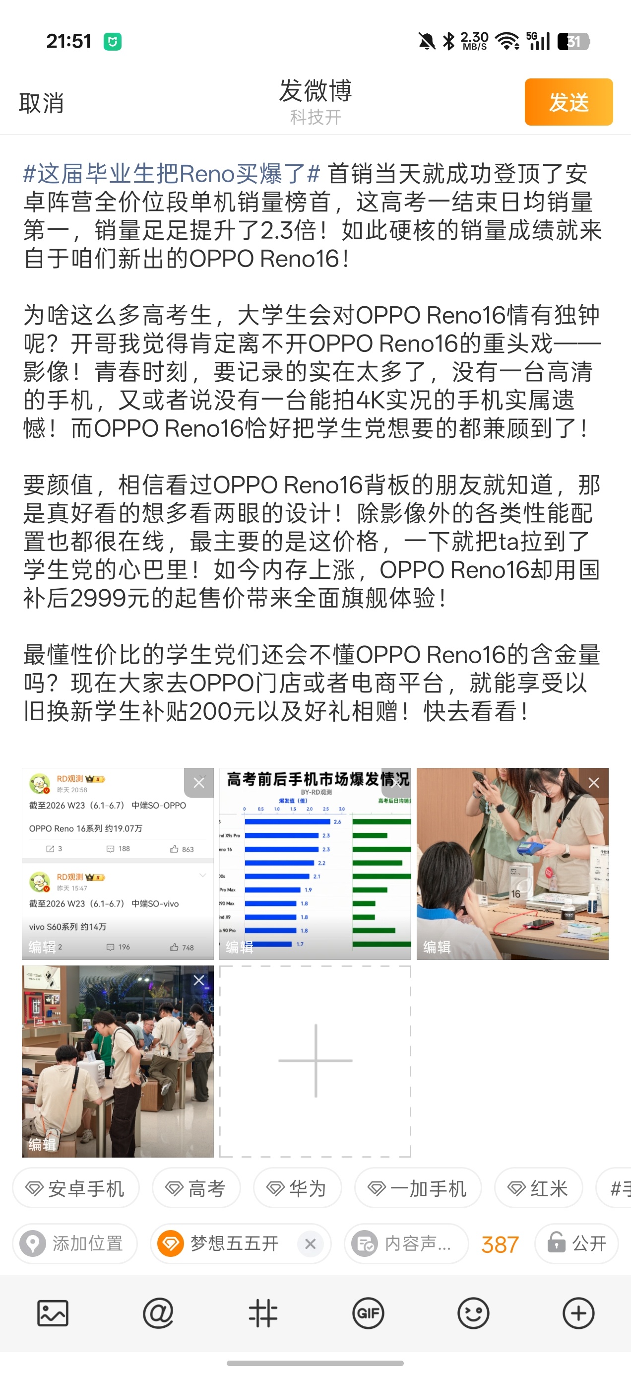 OPPO Reno16系列，6月1日到6月7日！卖了差不多19.07万？6啊！数
