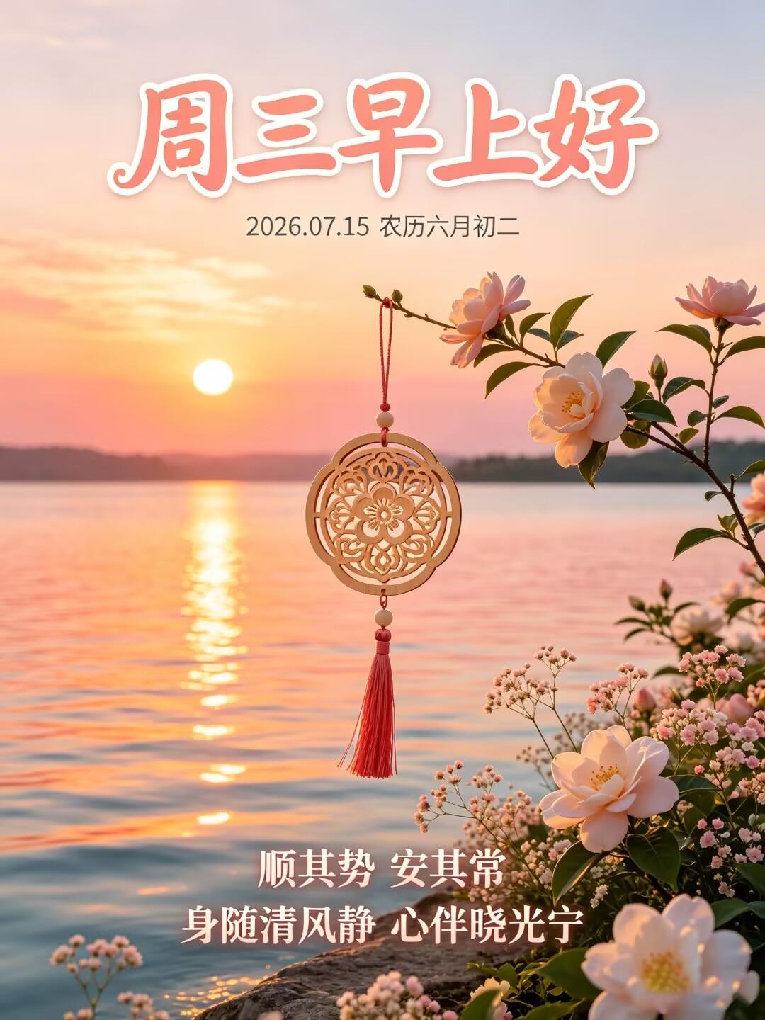 今天是农历六月初二，周三早上好！今早的光，落在你窗台上的，和落在别处的，是同一片