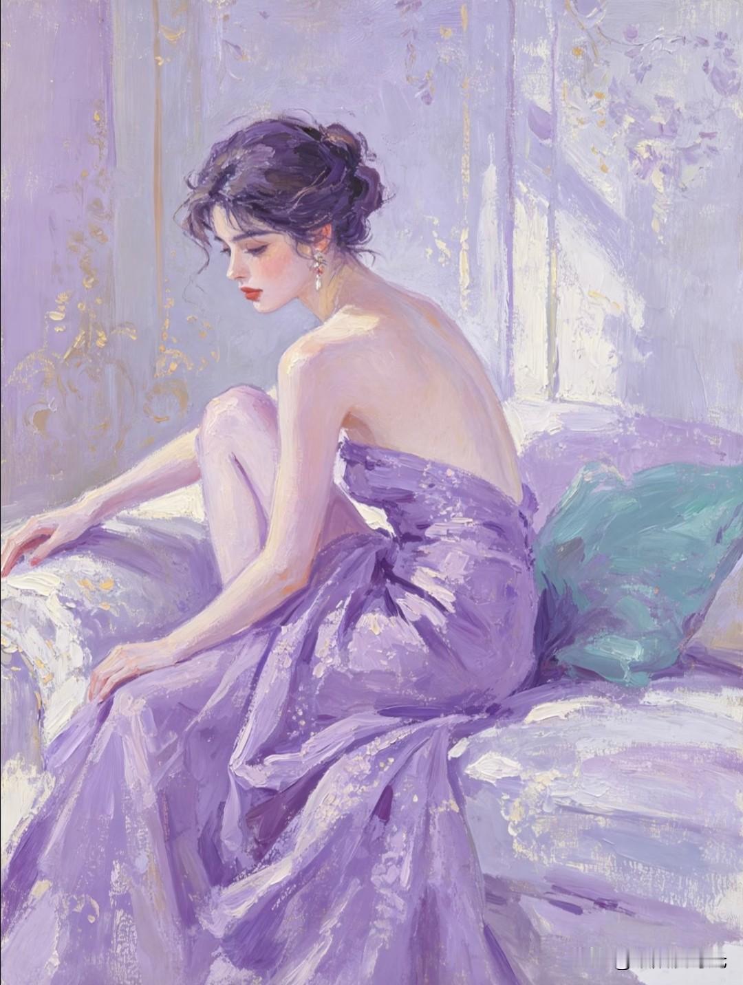 一身紫纱浸满日光，笔触揉碎满室温柔花香。
一只圆滚滚紫色系女生插画微信头像分享