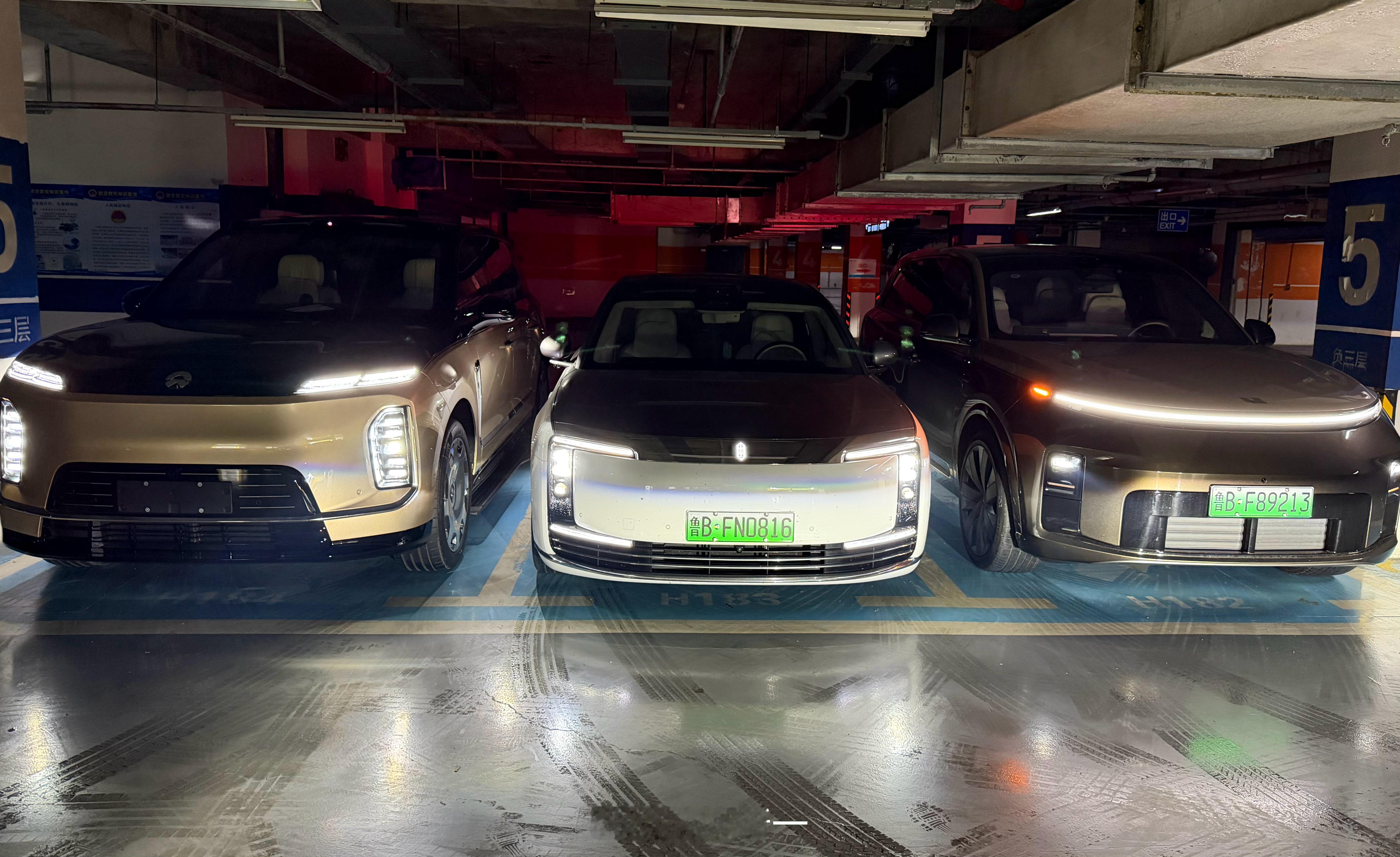我司三辆双拼色车身的车：理想L9 Livis，蔚来ES9地平线，尊界S800。三