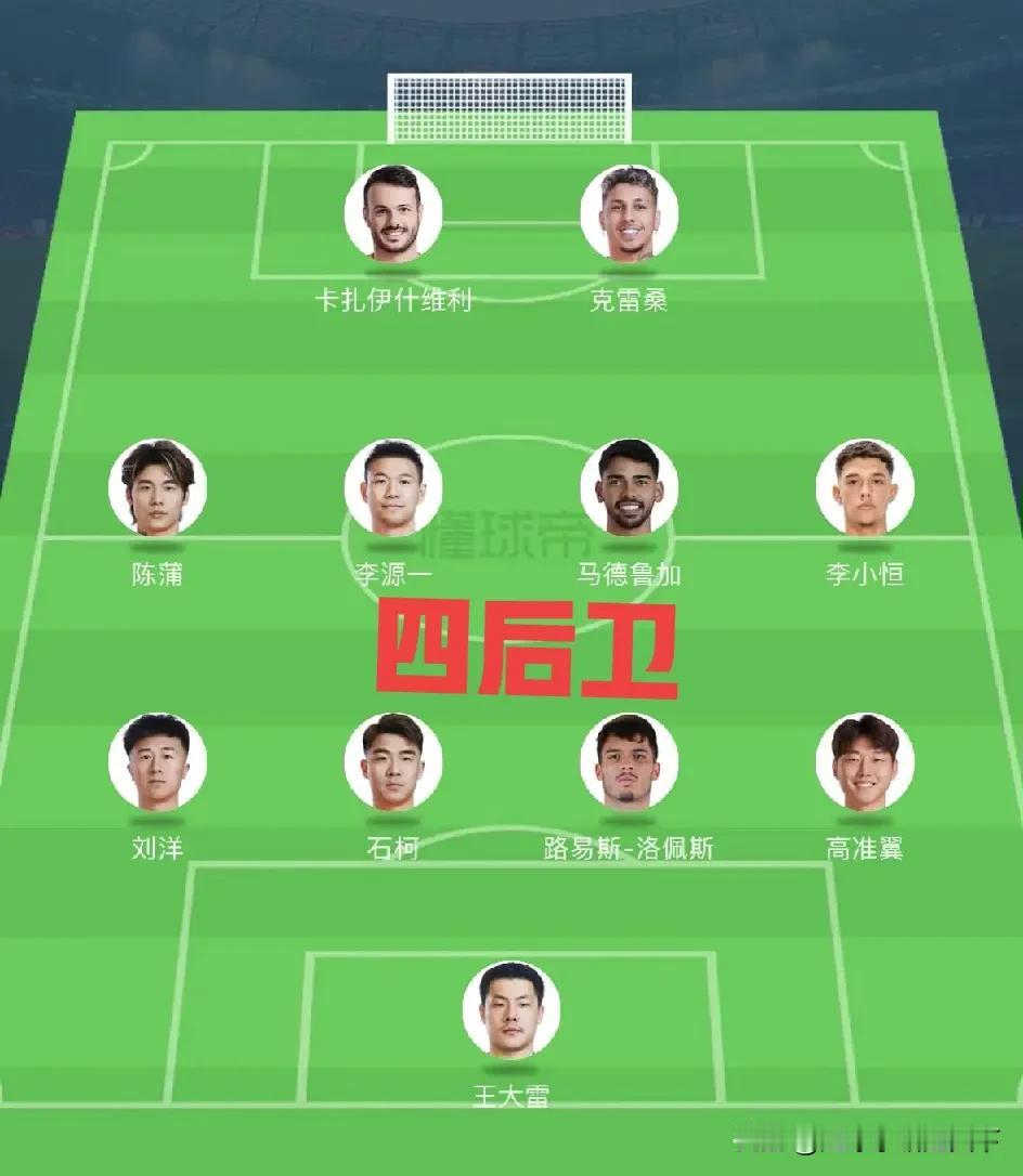 这应该就是泰山队今天的首发阵容了吧？不知道韩鹏这场会踢四后卫还是三后卫。
我想问